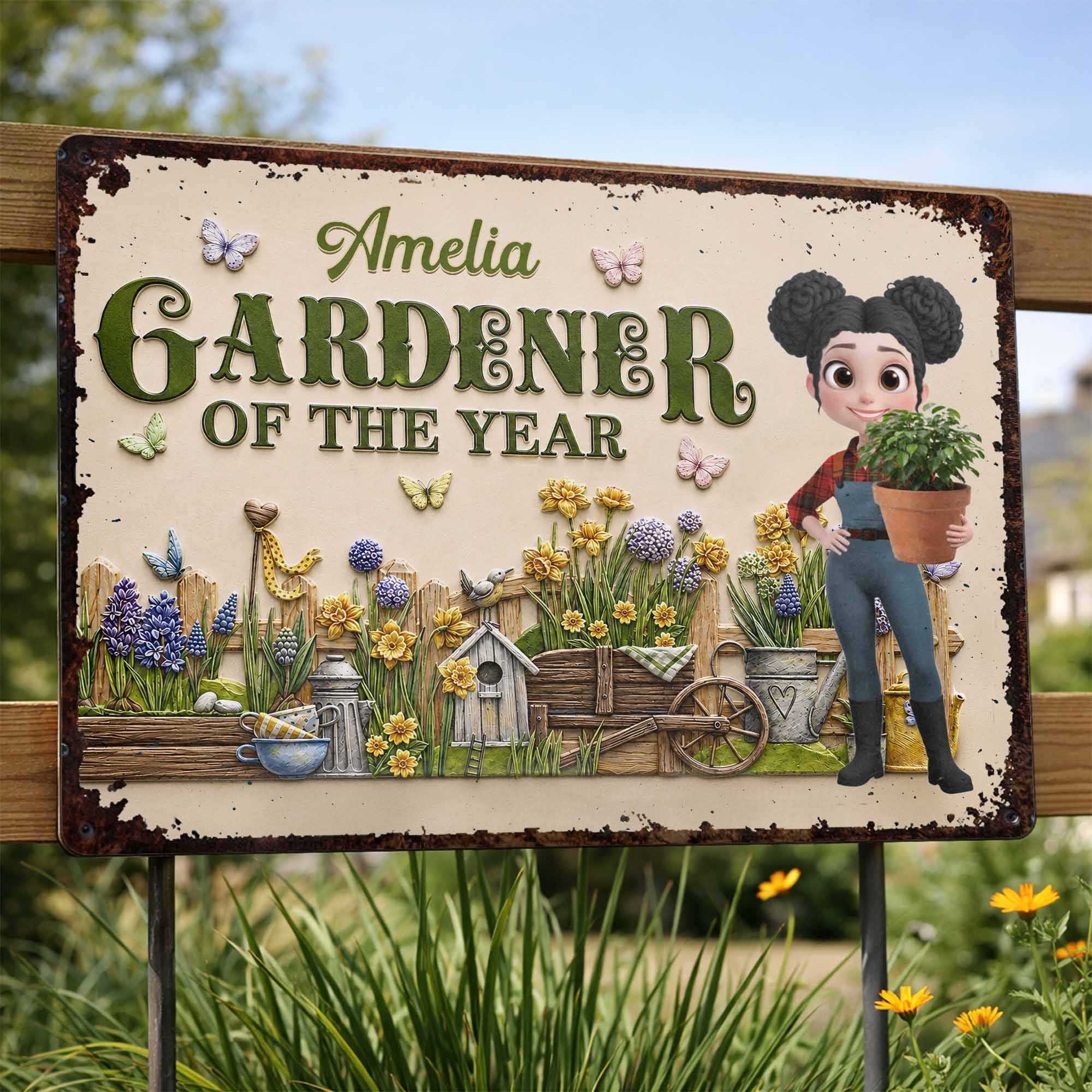 Personalized Gardener Metal Sign Custom Name Gift for Mom