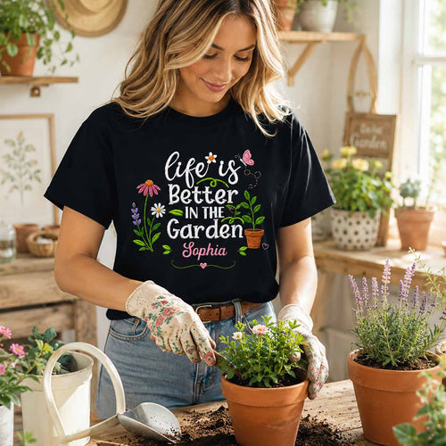 Personalized Unisex T-Shirt & Hoodie Life in the Garden Gift for Mom