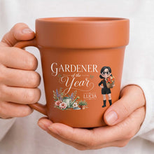 Load image into Gallery viewer, Personalized Flower Pot Ceramic Mug Custom Gardener Gift
