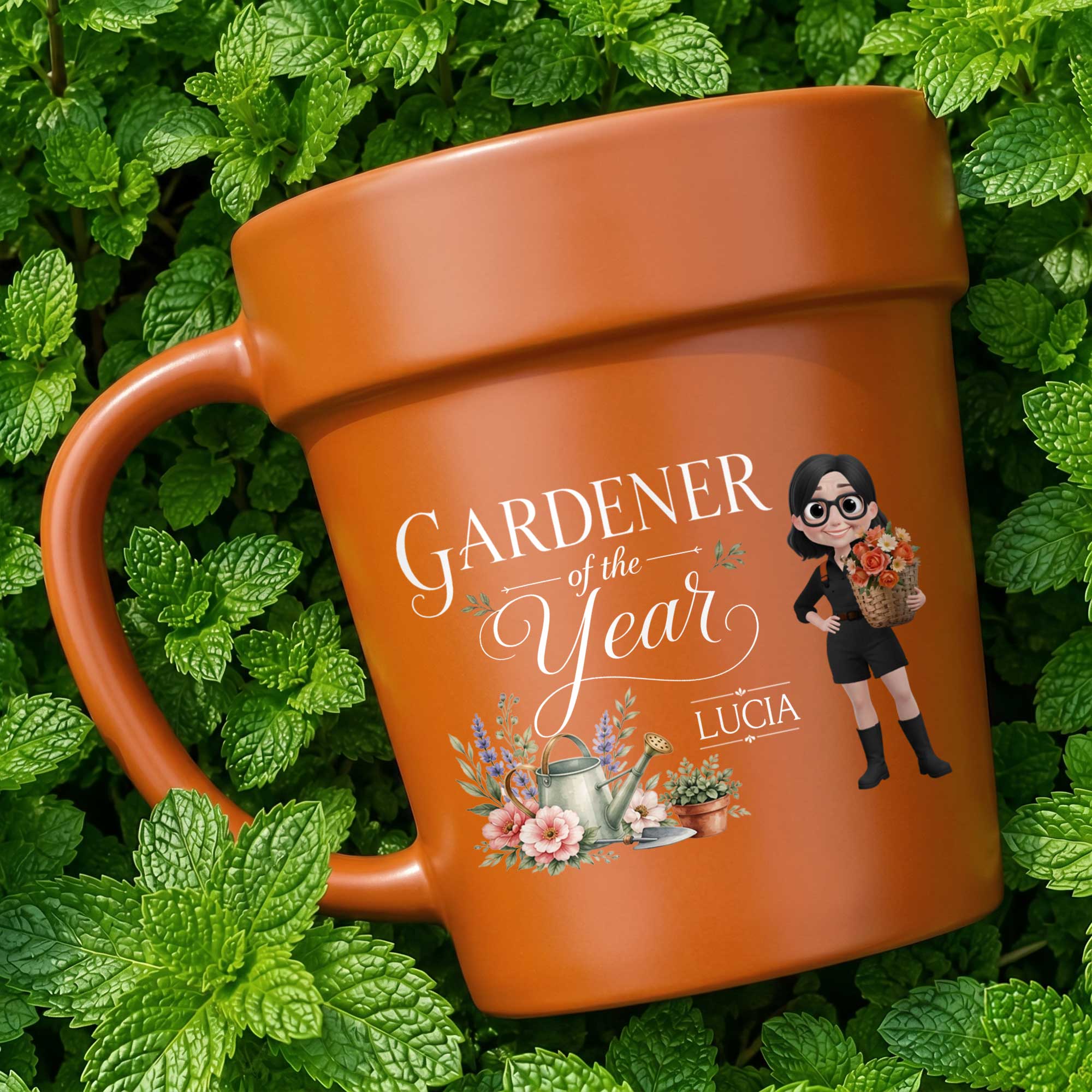Personalized Flower Pot Ceramic Mug Custom Gardener Gift