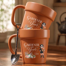 Load image into Gallery viewer, Personalized Flower Pot Ceramic Mug Custom Gardener Gift
