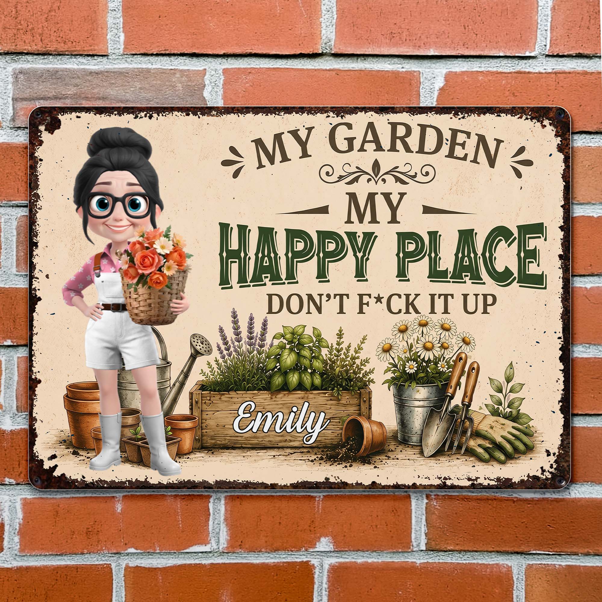 Personalized Metal Garden Sign Custom Name Gift for Mom