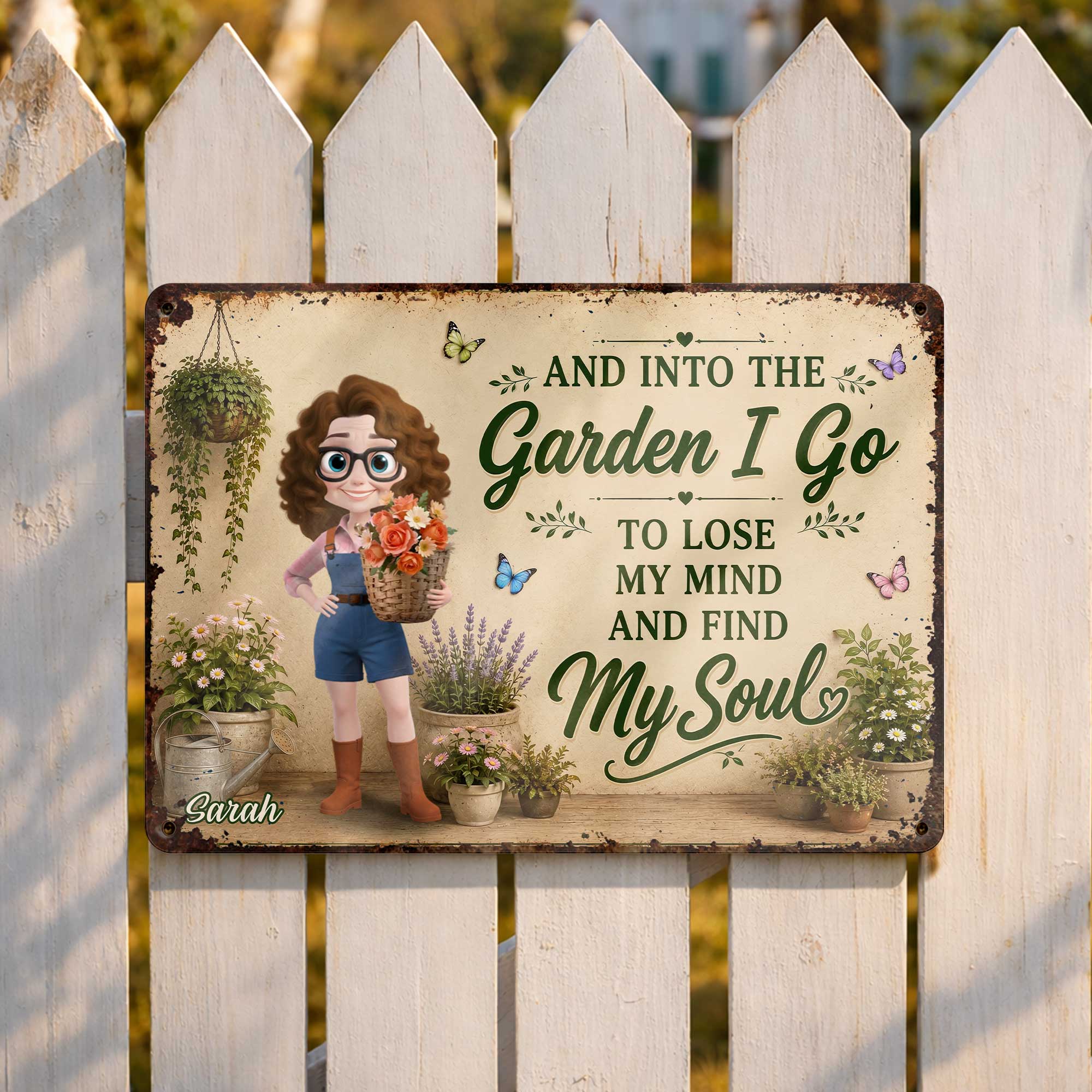 Personalized Metal Garden Sign Custom Name Gift for Mom