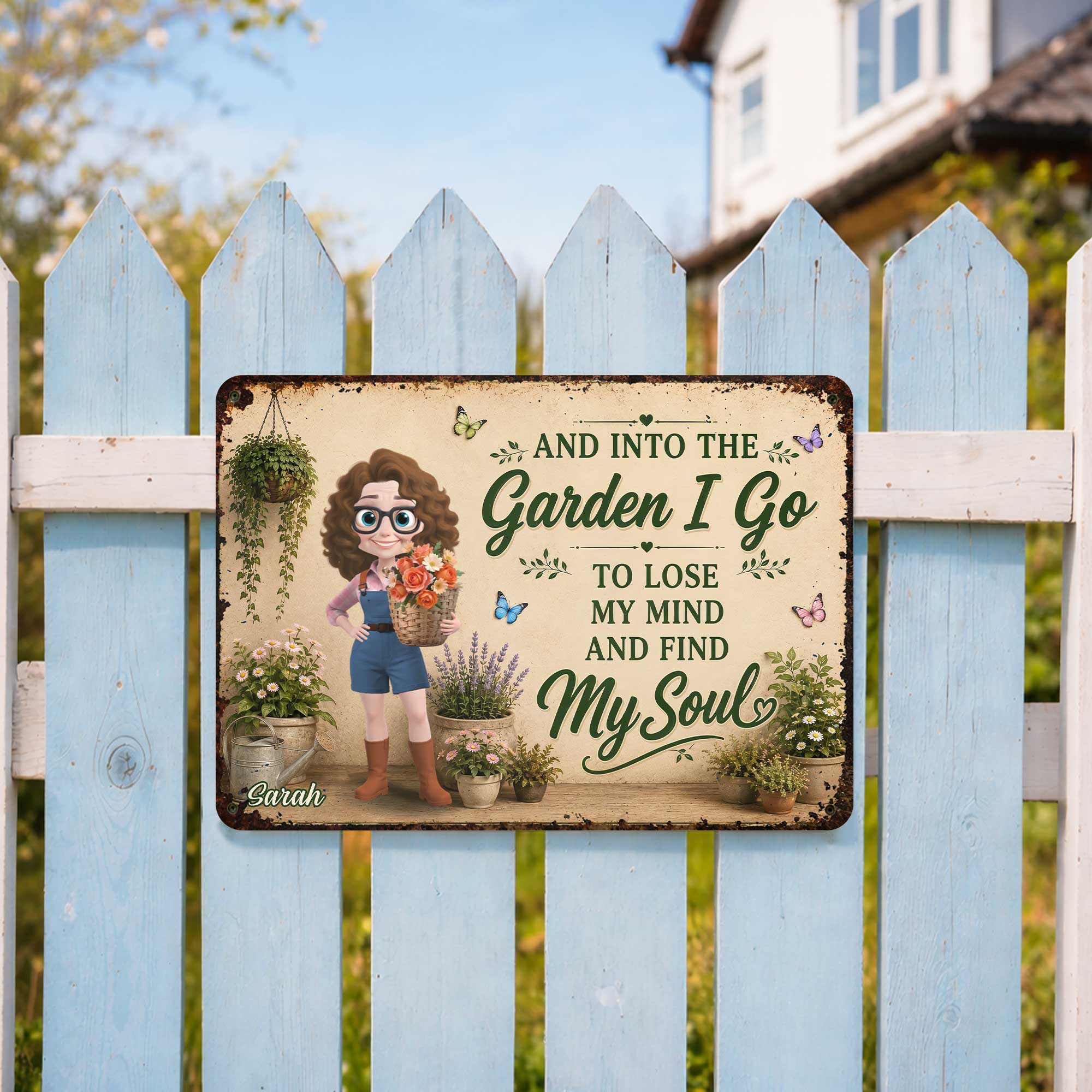Personalized Metal Garden Sign Custom Name Gift for Mom