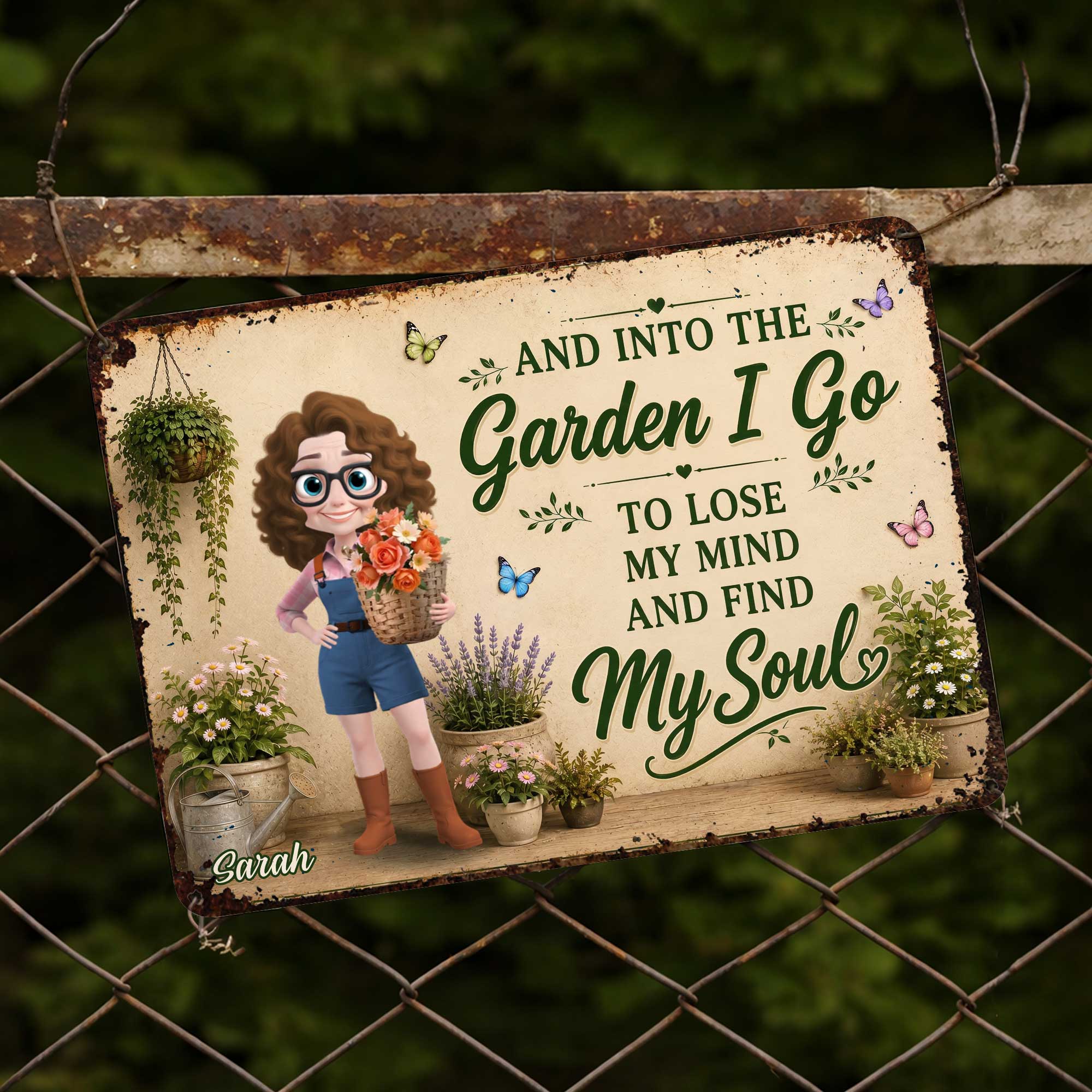 Personalized Metal Garden Sign Custom Name Gift for Mom