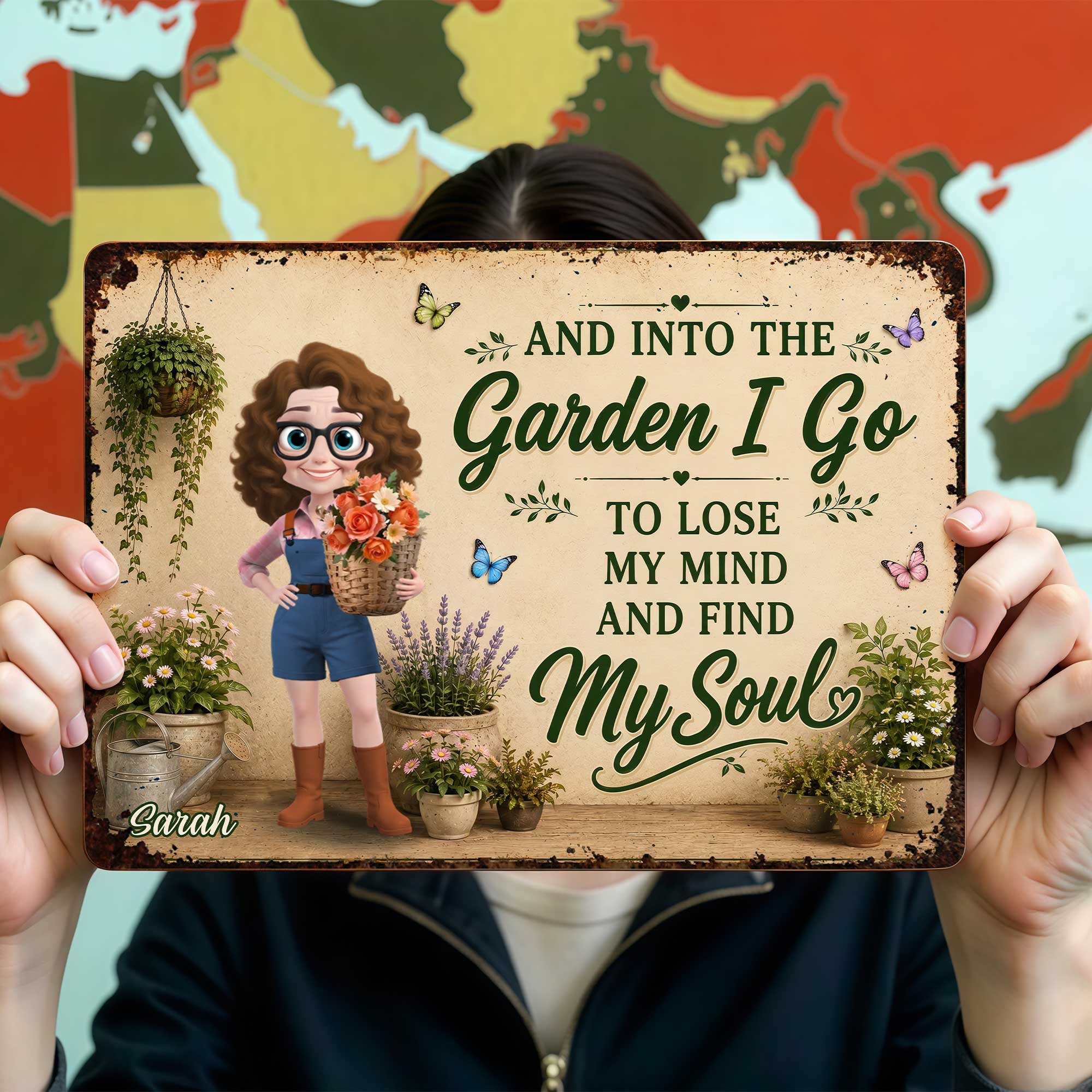 Personalized Metal Garden Sign Custom Name Gift for Mom
