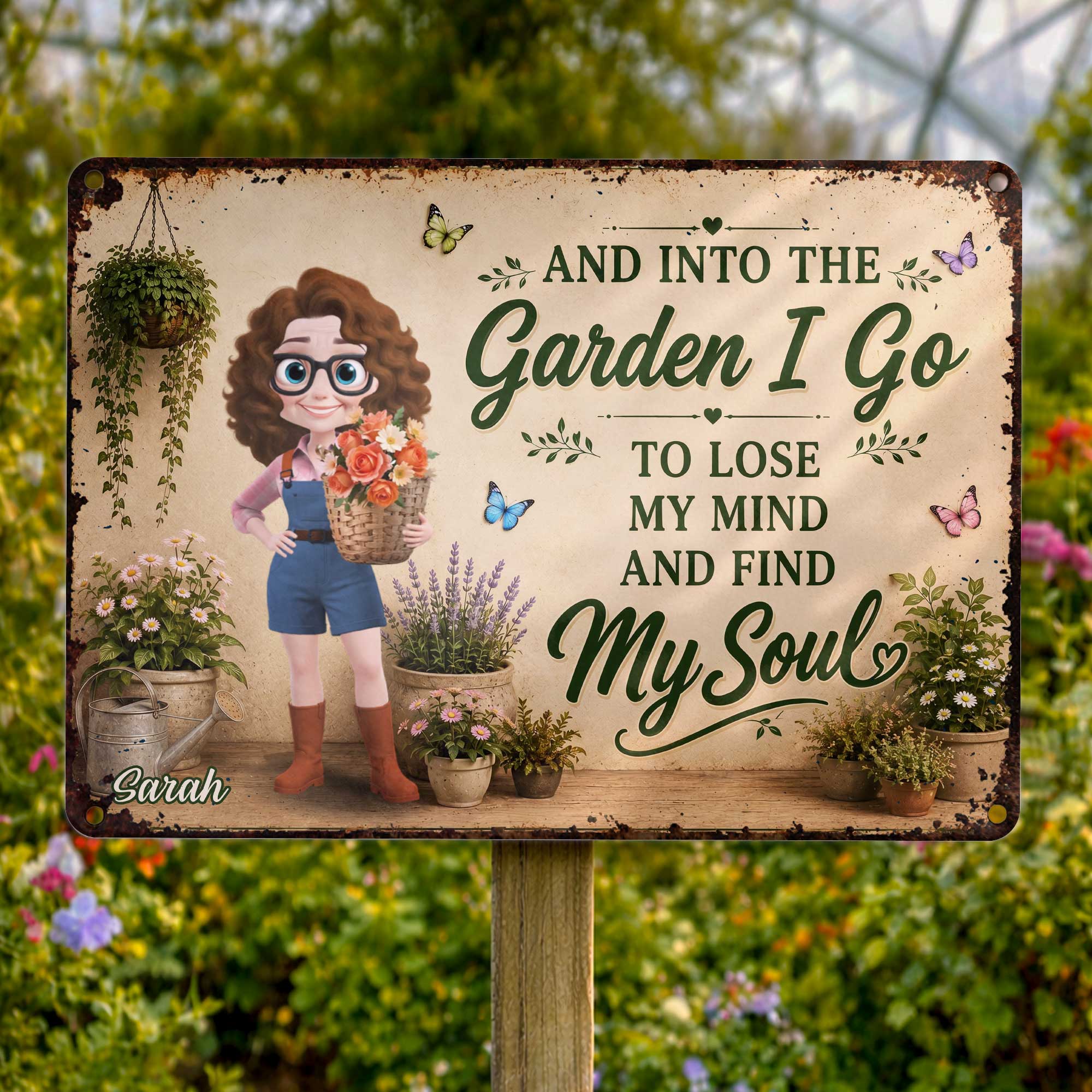 Personalized Metal Garden Sign Custom Name Gift for Mom