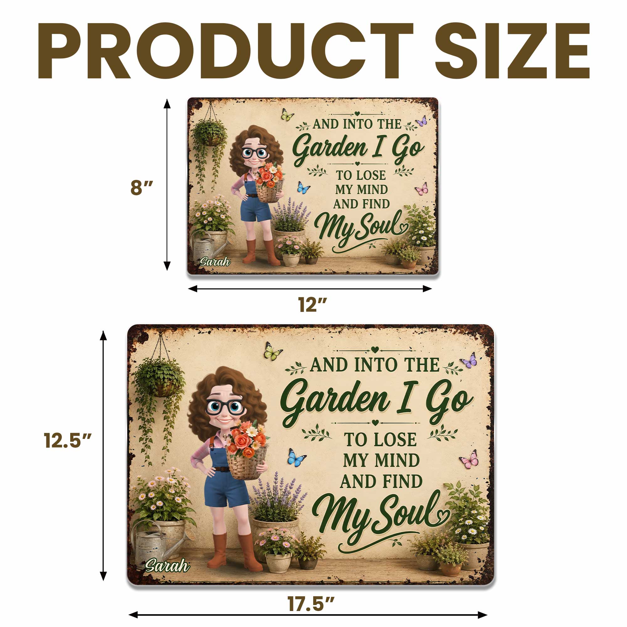 Personalized Metal Garden Sign Custom Name Gift for Mom