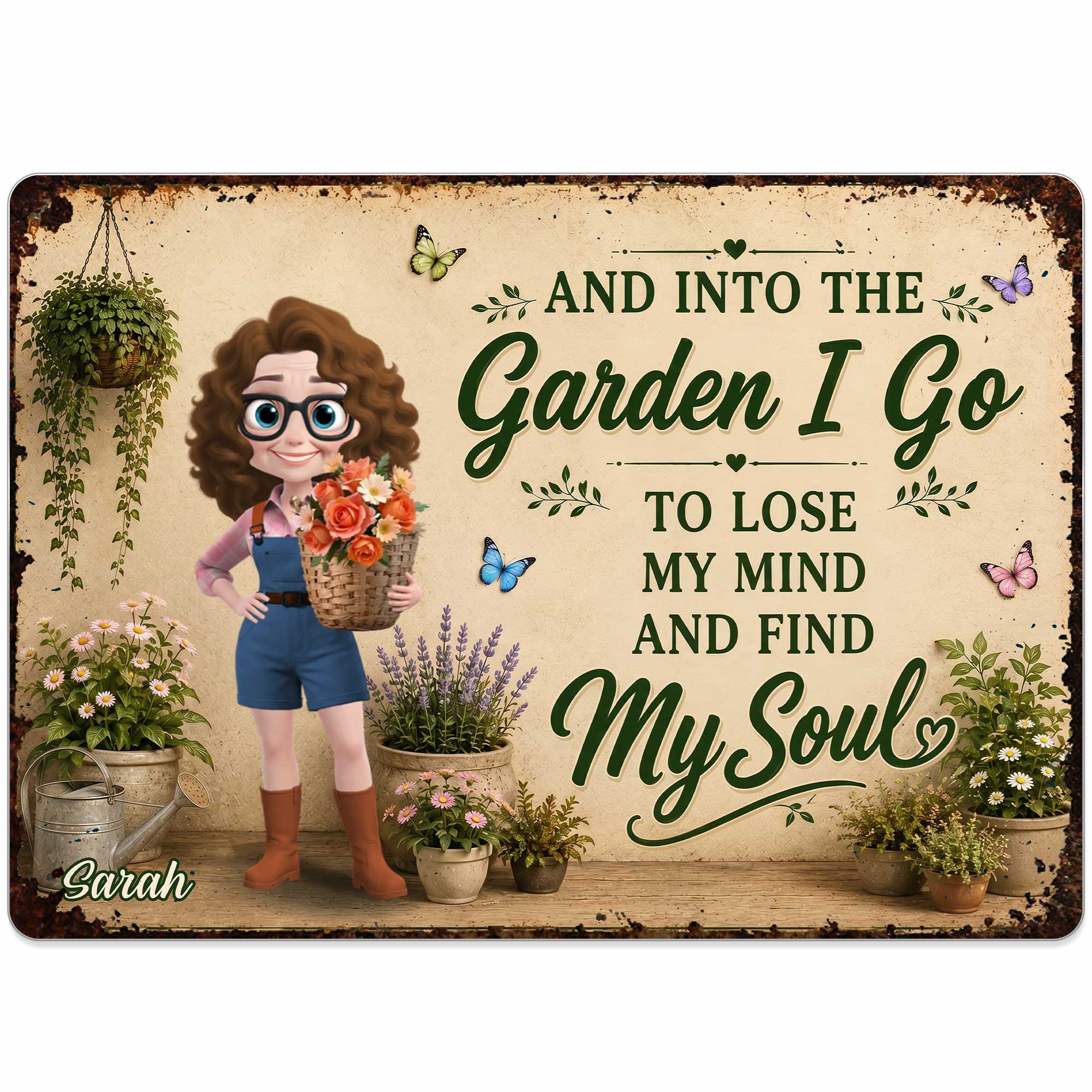 Personalized Metal Garden Sign Custom Name Gift for Mom