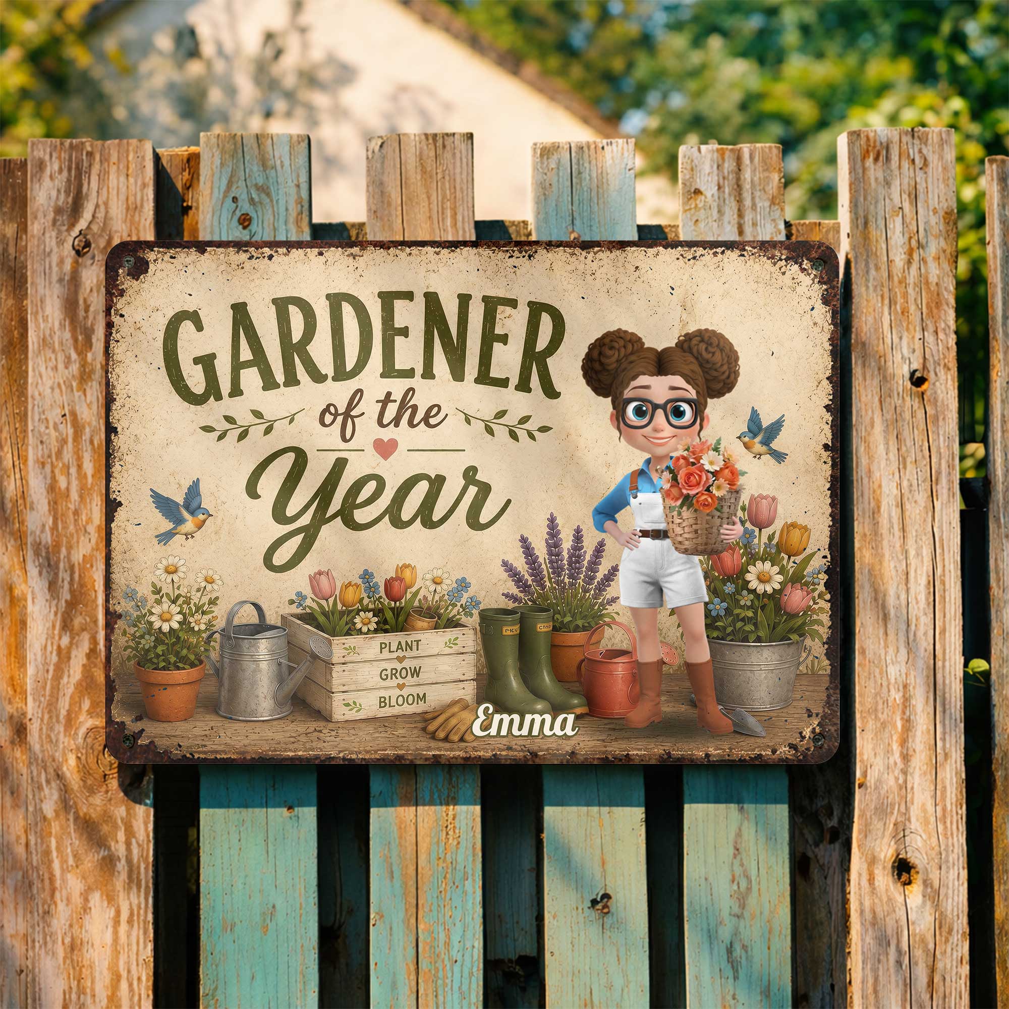 Personalized Metal Sign for Gardener Custom Name Decor Gift