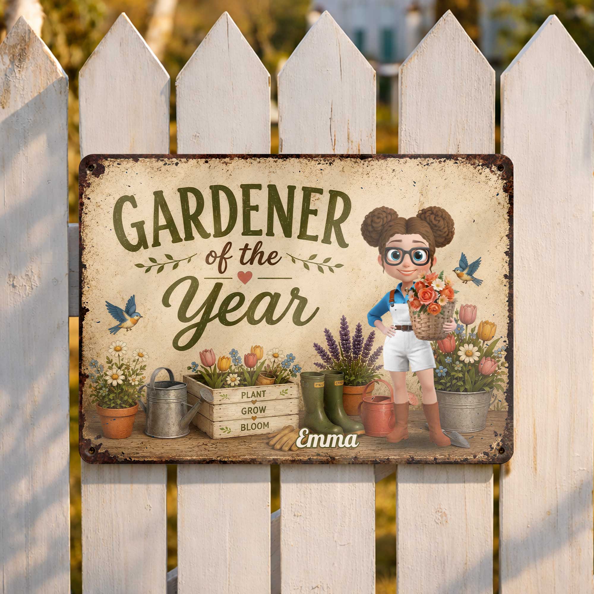 Personalized Metal Sign for Gardener Custom Name Decor Gift