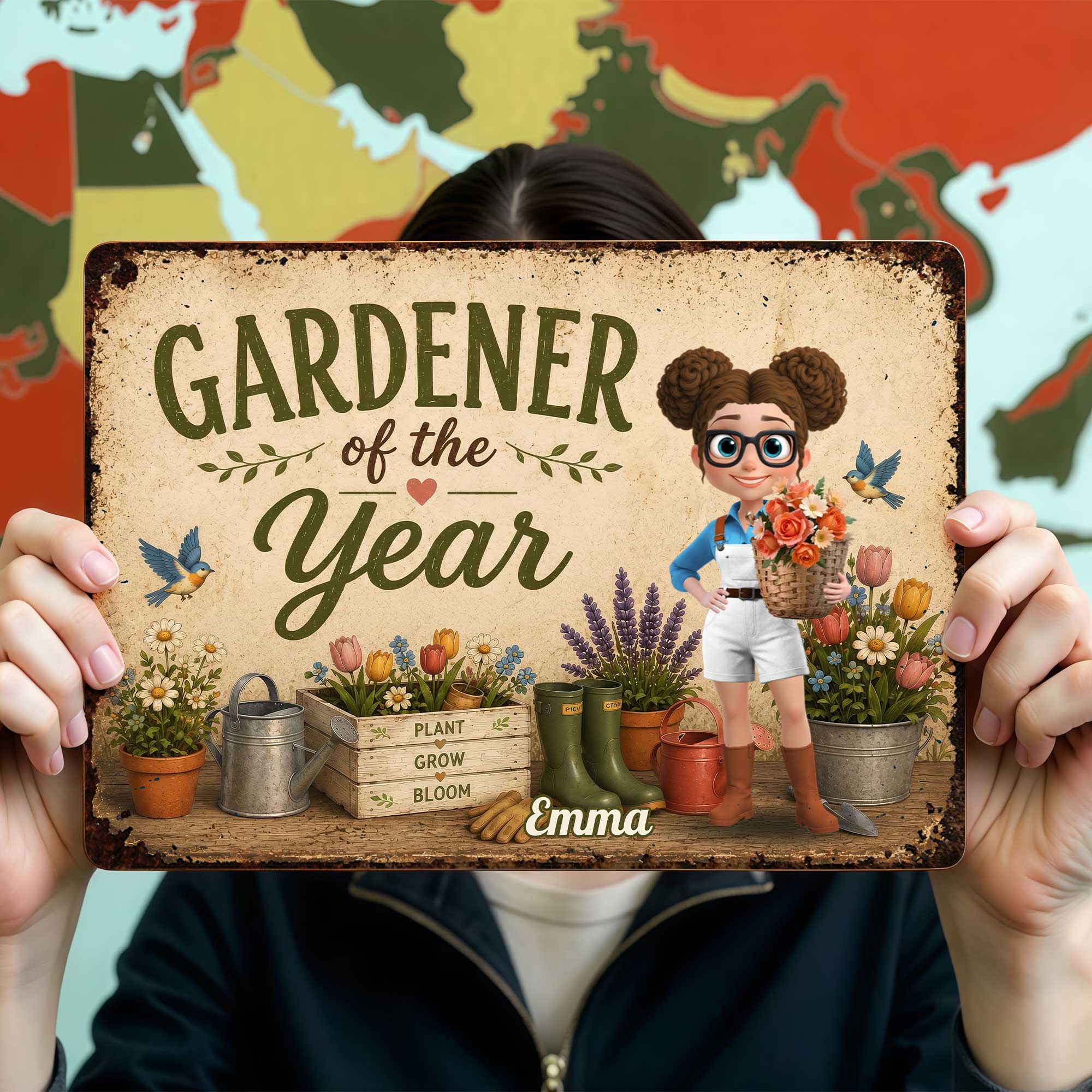 Personalized Metal Sign for Gardener Custom Name Decor Gift