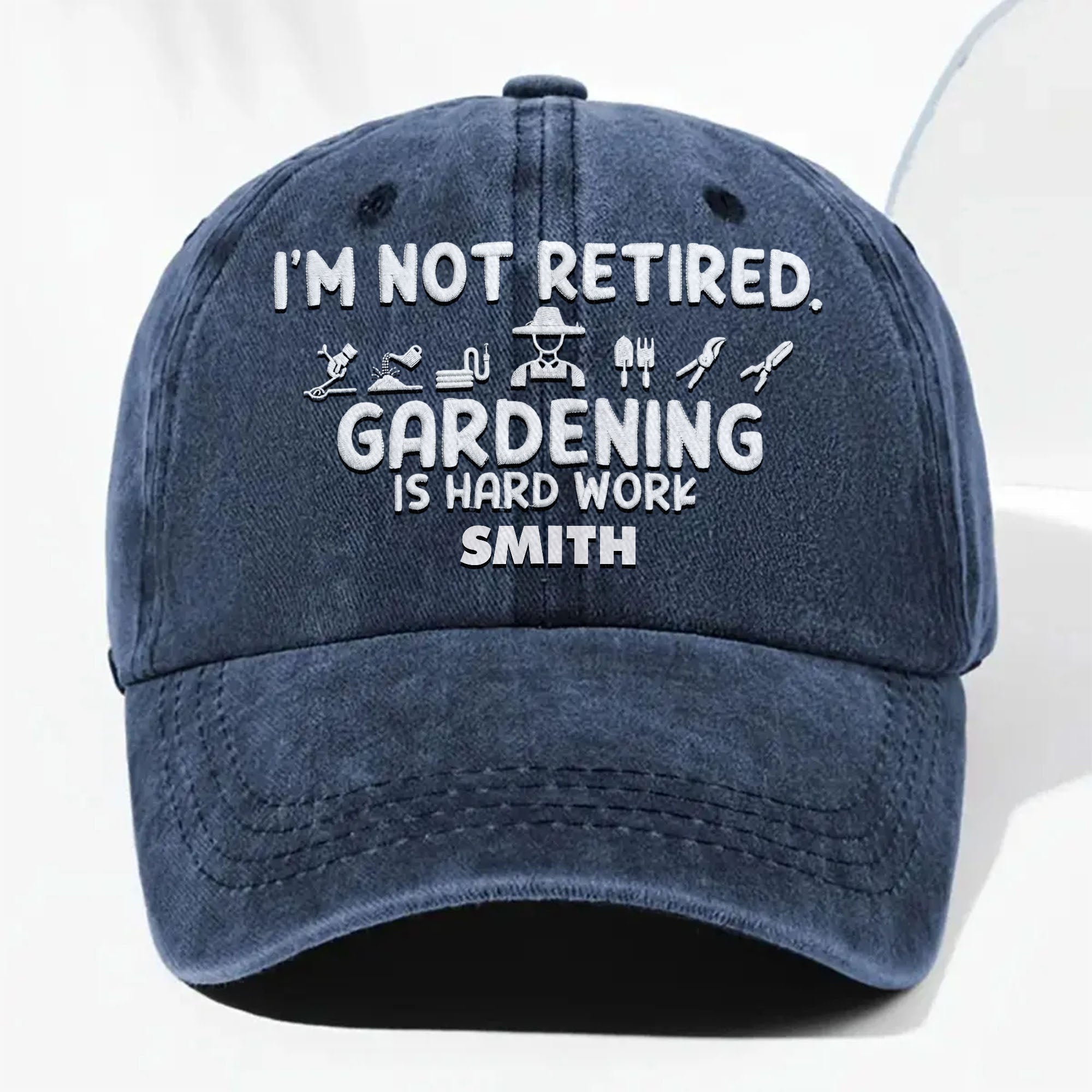 Personalized Washed Denim Cap Gardening Gift for Dad