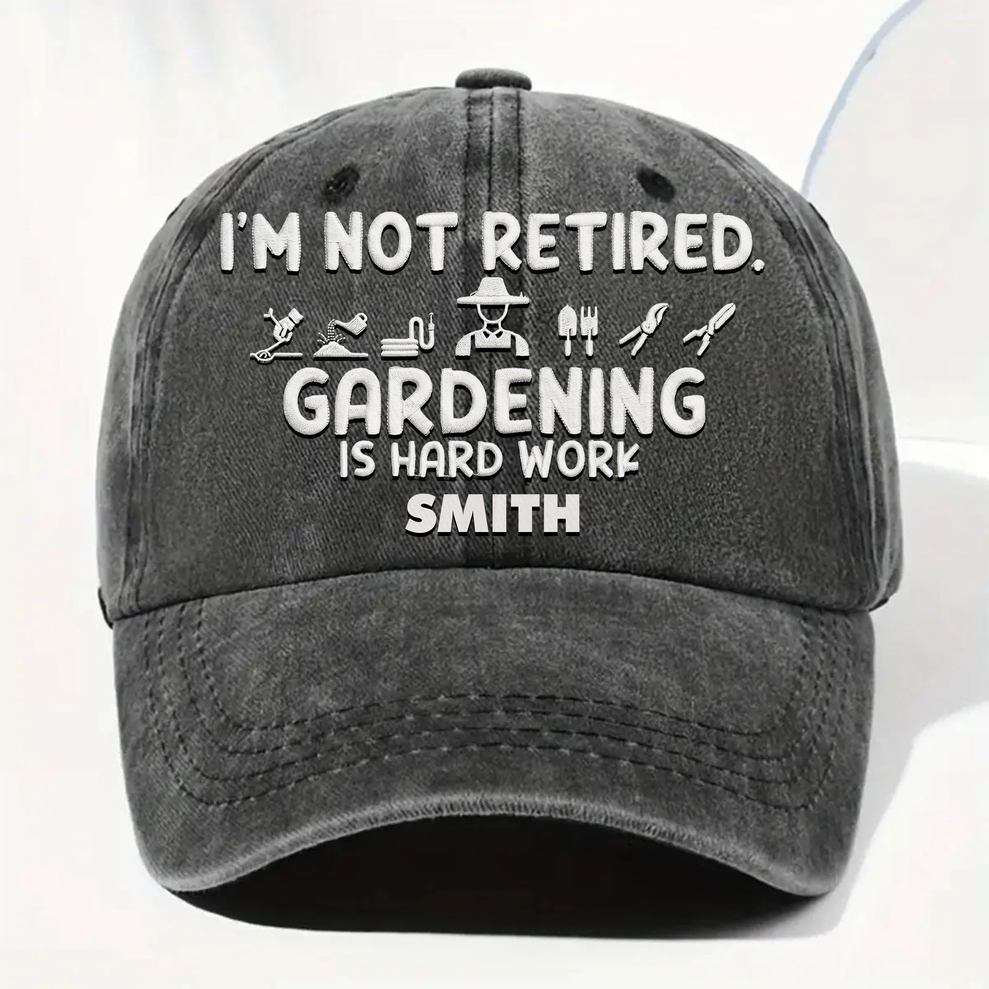 Personalized Washed Denim Cap Gardening Gift for Dad