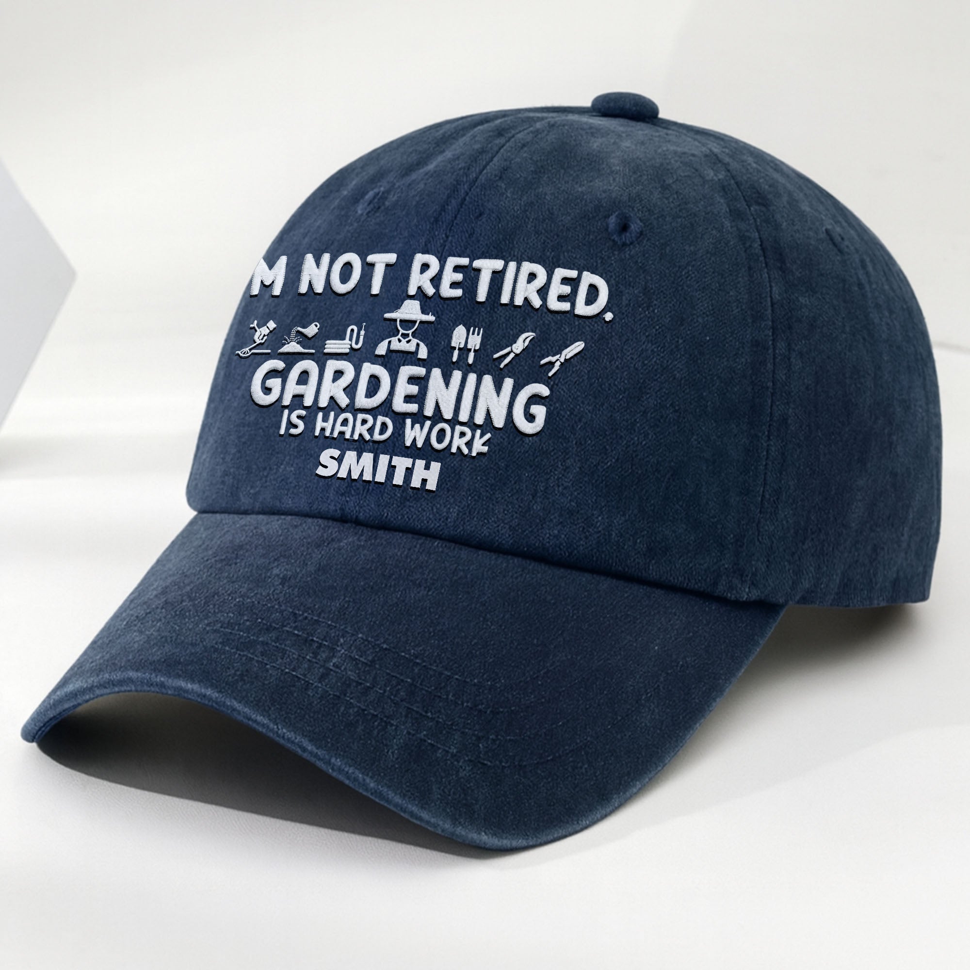 Personalized Washed Denim Cap Gardening Gift for Dad