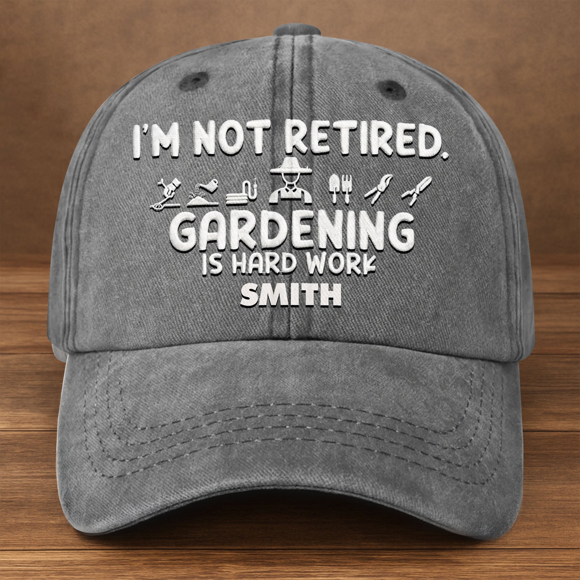Personalized Washed Denim Cap Gardening Gift for Dad