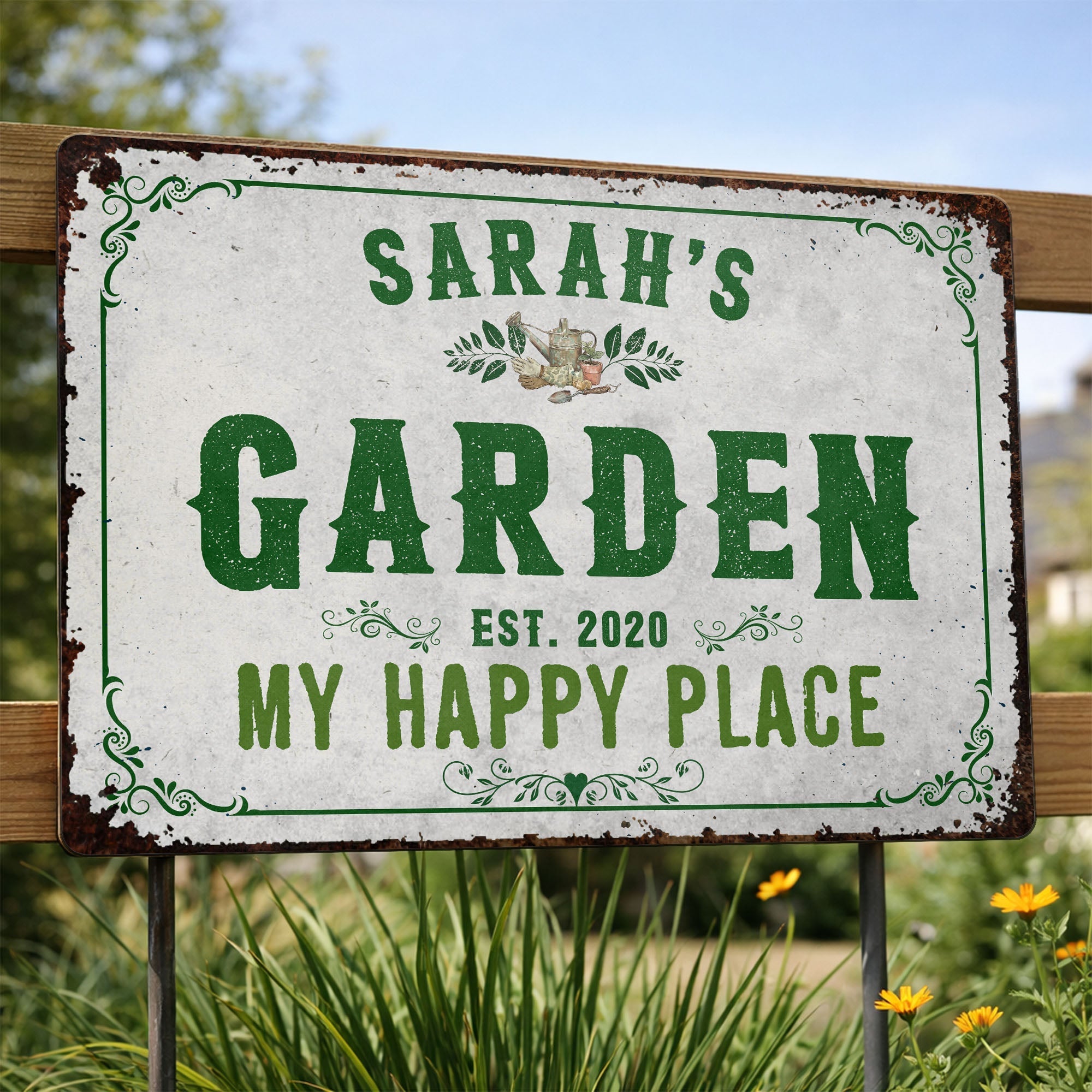 Personalized Metal Sign Garden Decor Custom Name Gift for Mom