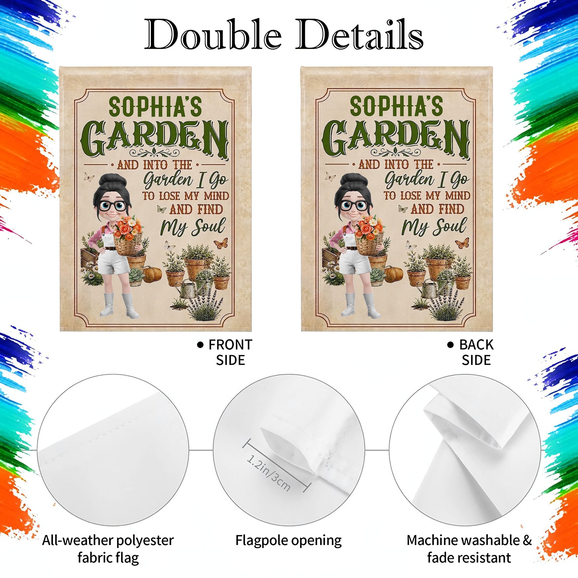 Personalized Double-Sided Garden Flag Custom Name Gift for Mom