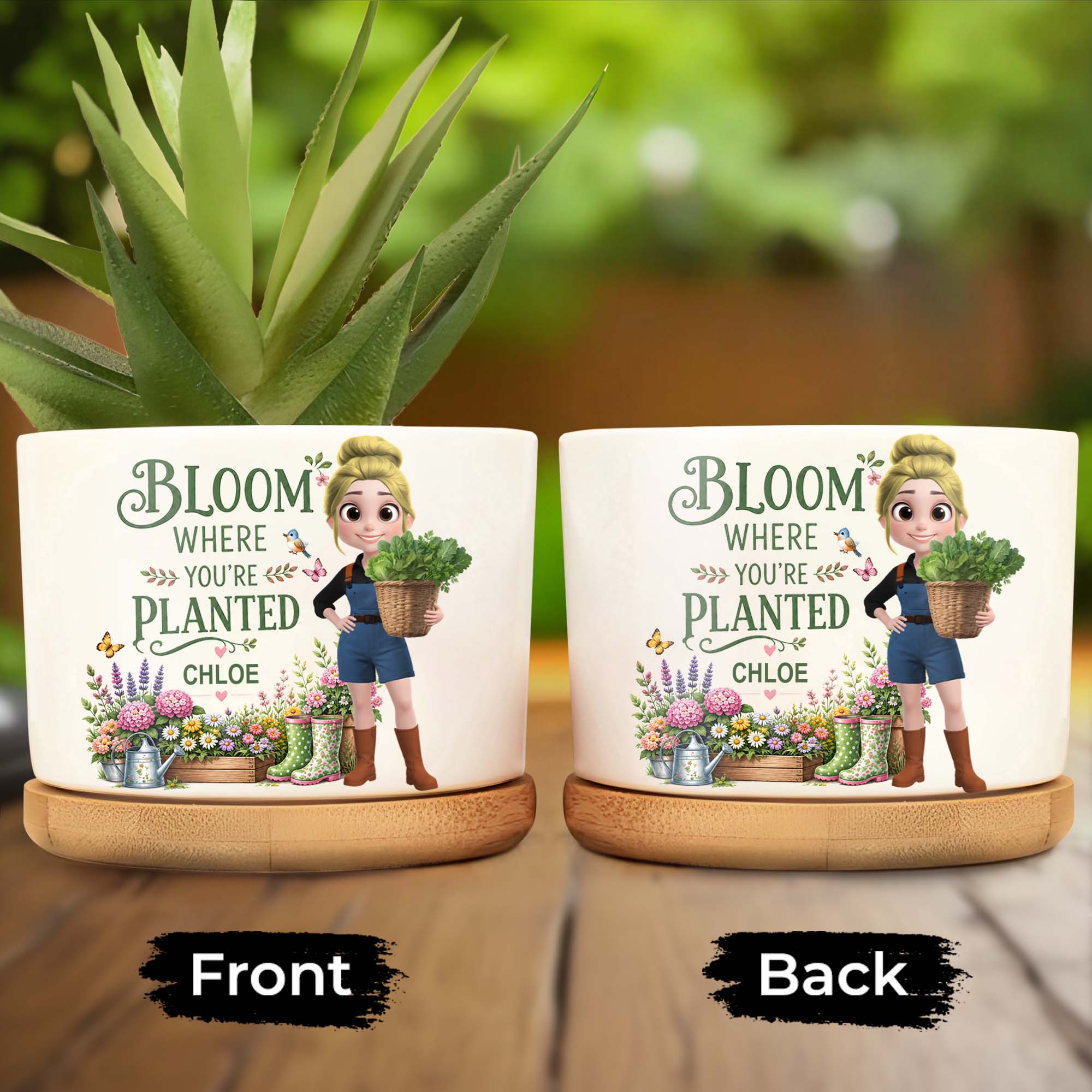 Personalized Ceramic Plant Pot Custom Name Gift for Mom