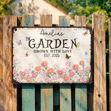Load image into Gallery viewer, Personalized Floral Metal Sign with Butterflies Gift for Mom
