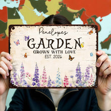 Load image into Gallery viewer, Personalized Floral Metal Sign with Butterflies Gift for Mom
