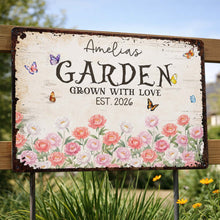 Load image into Gallery viewer, Personalized Floral Metal Sign with Butterflies Gift for Mom
