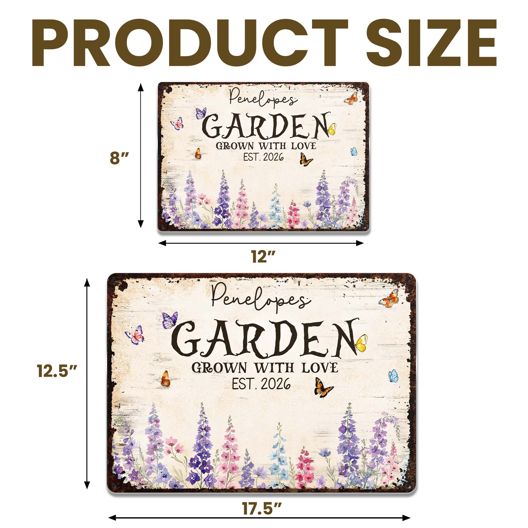 Personalized Floral Metal Sign with Butterflies Gift for Mom