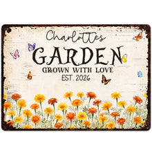Load image into Gallery viewer, Personalized Floral Metal Sign with Butterflies Gift for Mom
