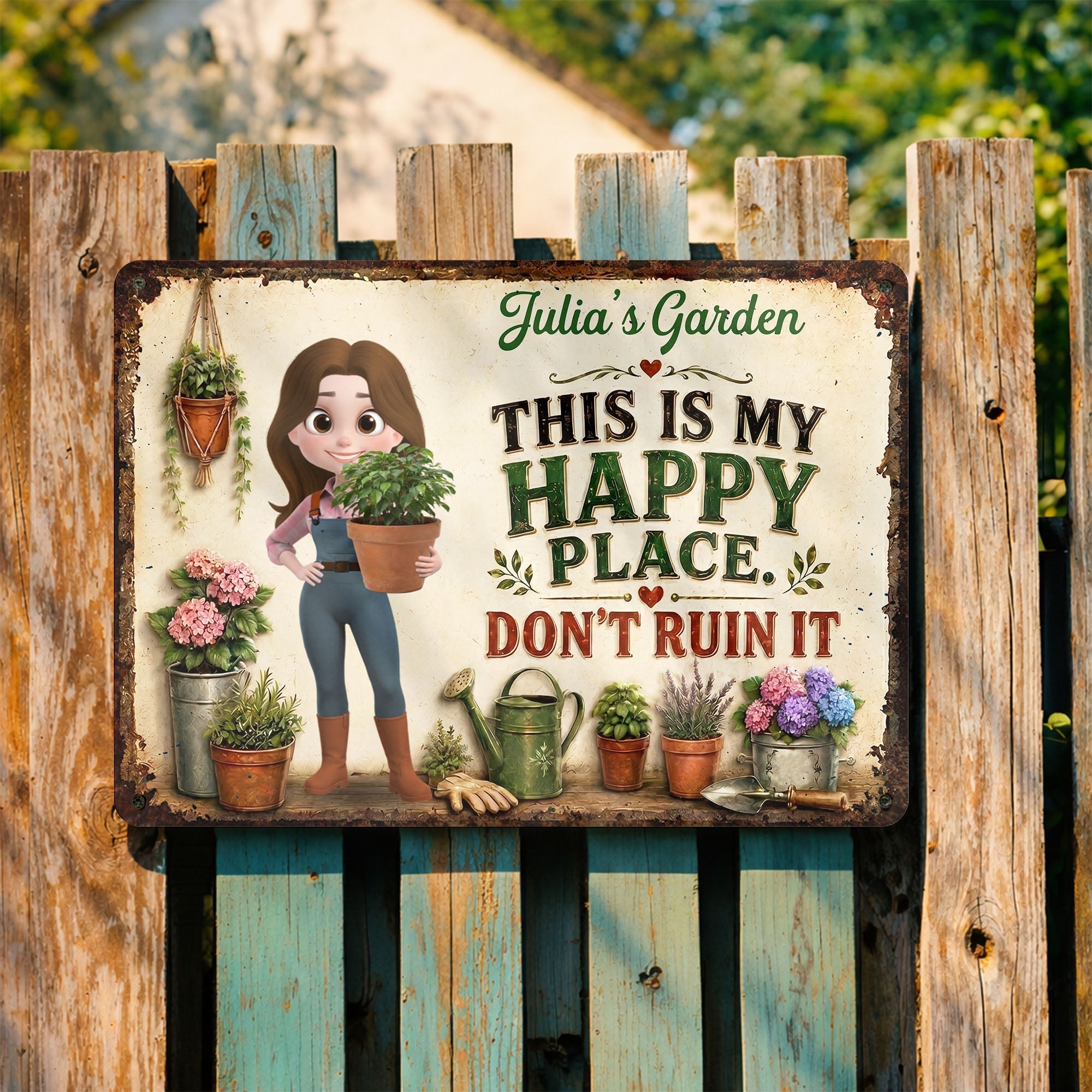Personalized Metal Garden Sign Custom Name Gift for Mom
