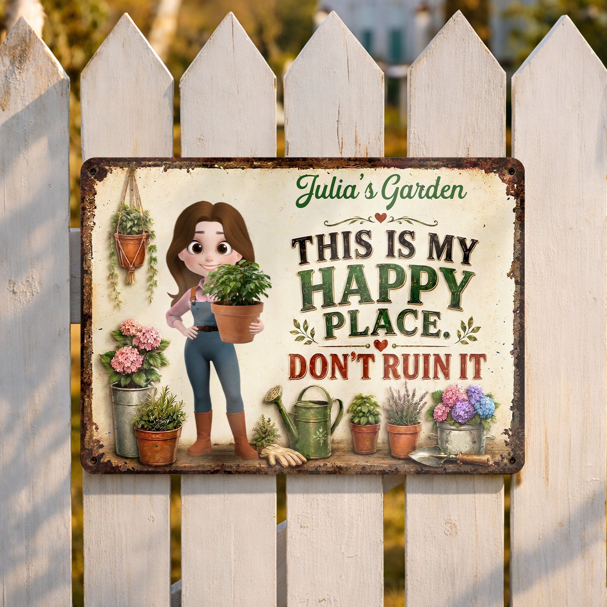 Personalized Metal Garden Sign Custom Name Gift for Mom