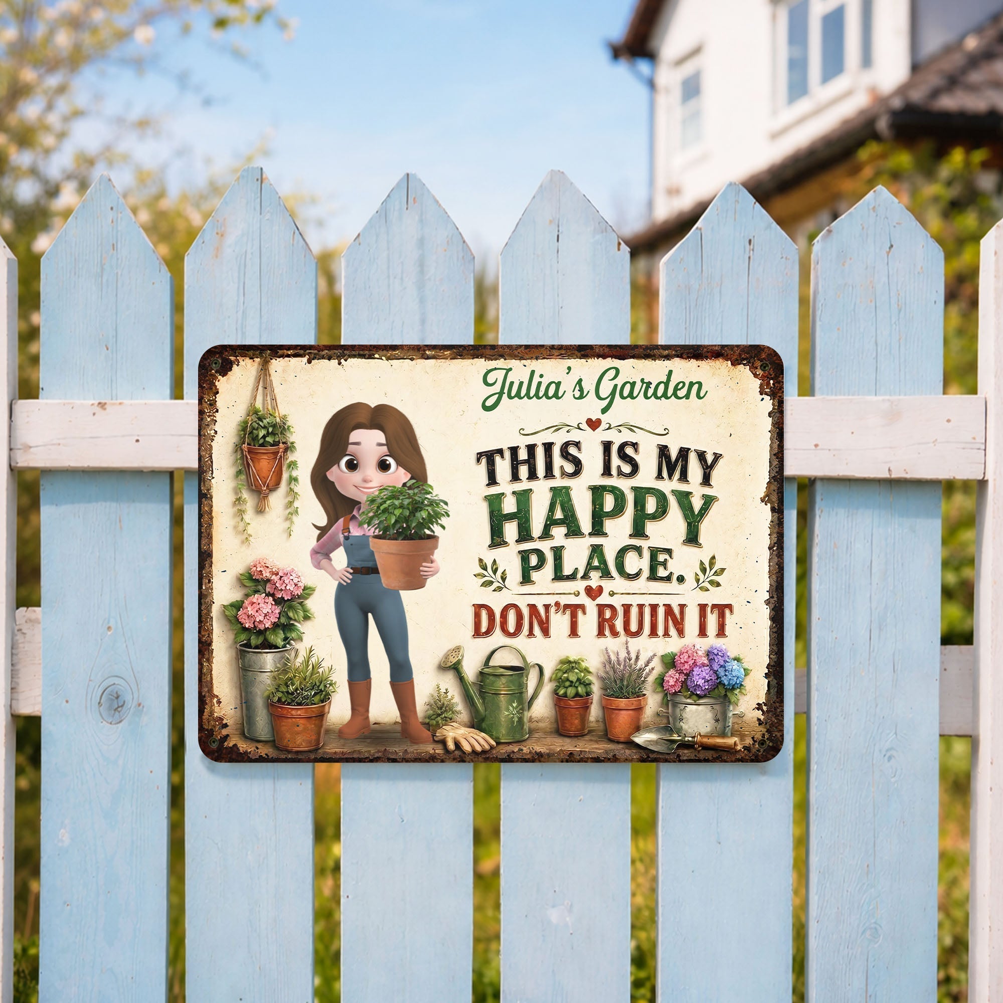 Personalized Metal Garden Sign Custom Name Gift for Mom