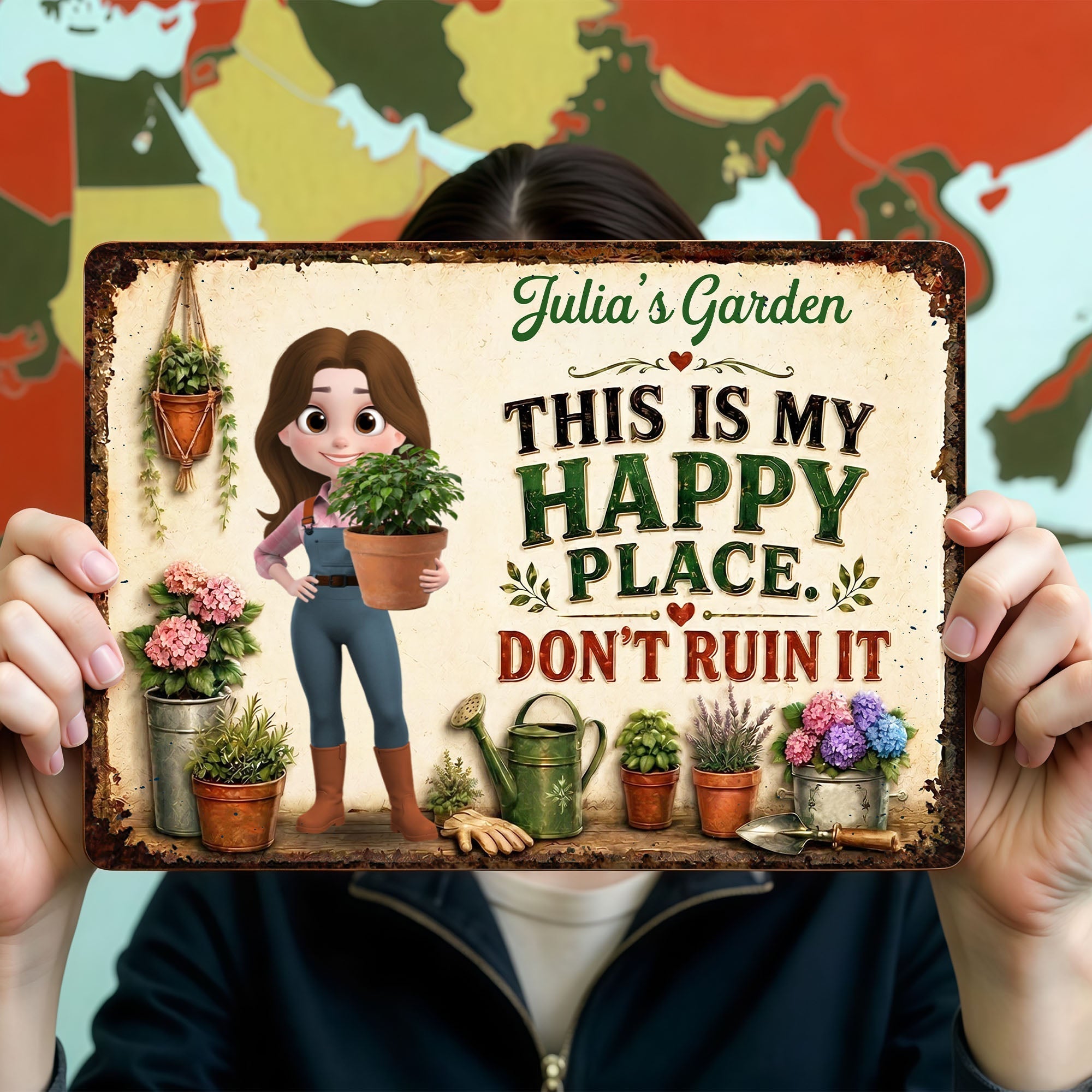 Personalized Metal Garden Sign Custom Name Gift for Mom