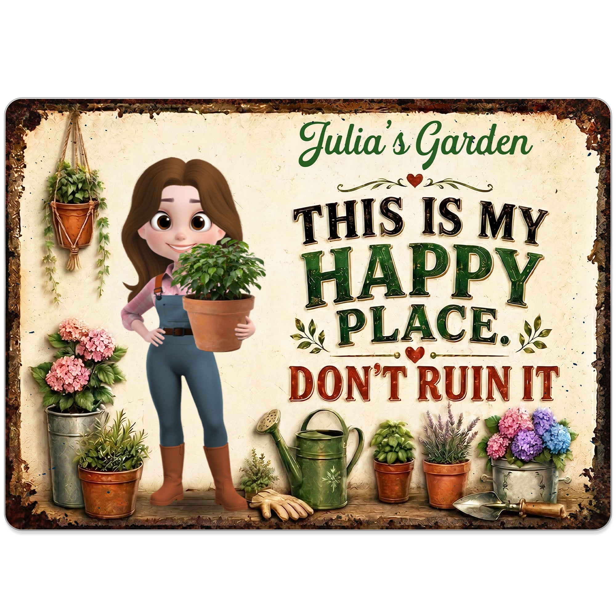 Personalized Metal Garden Sign Custom Name Gift for Mom