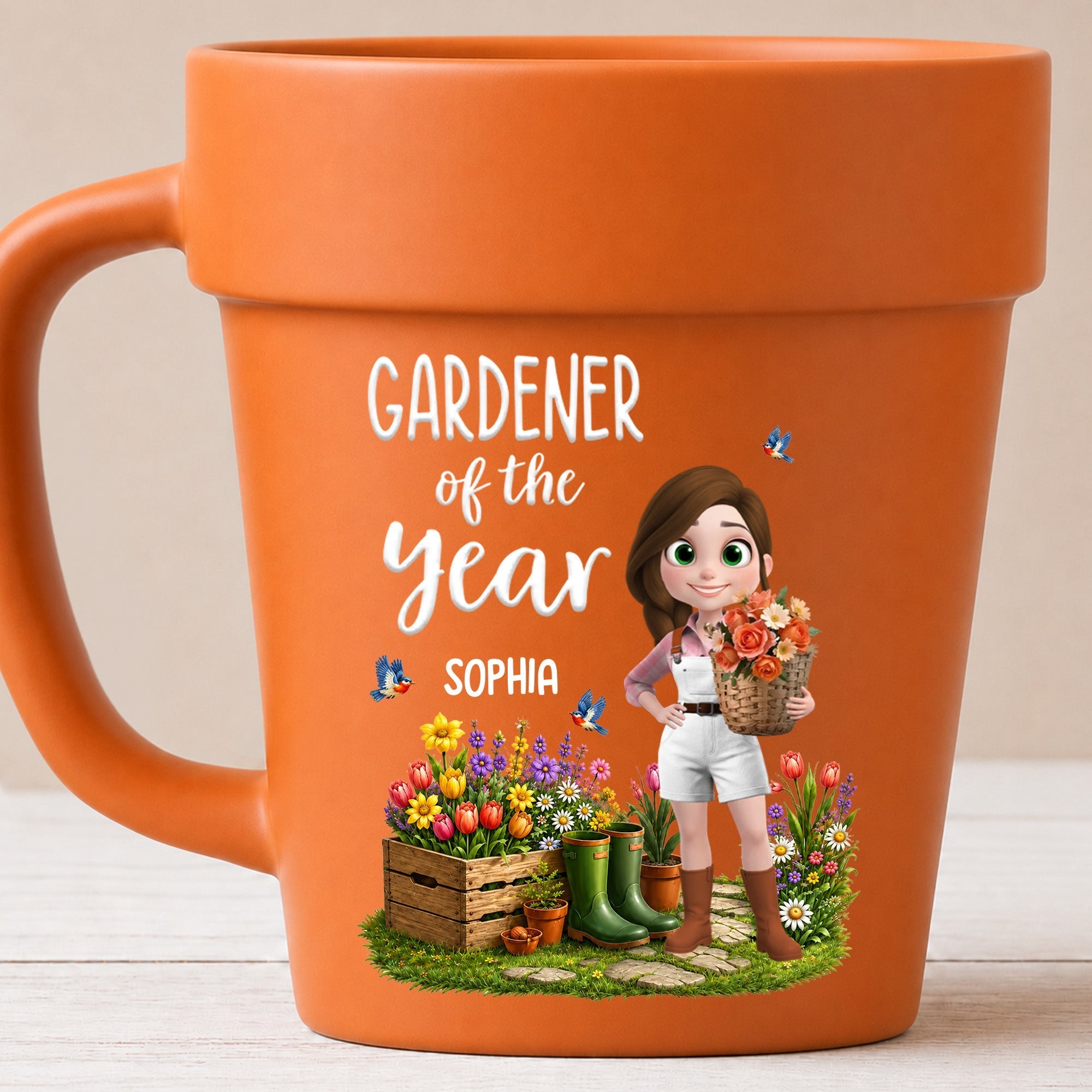 Personalized Plant Pot Ceramic Mug Custom Gardening Gift for Mom