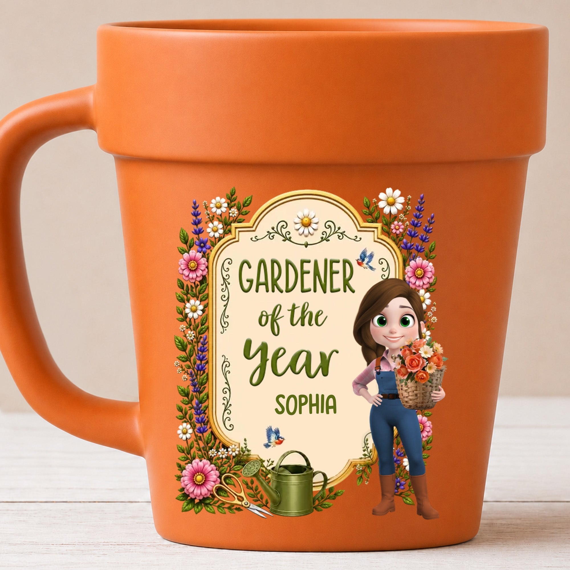 Personalized Flower Pot Mug Custom Gift for Gardeners