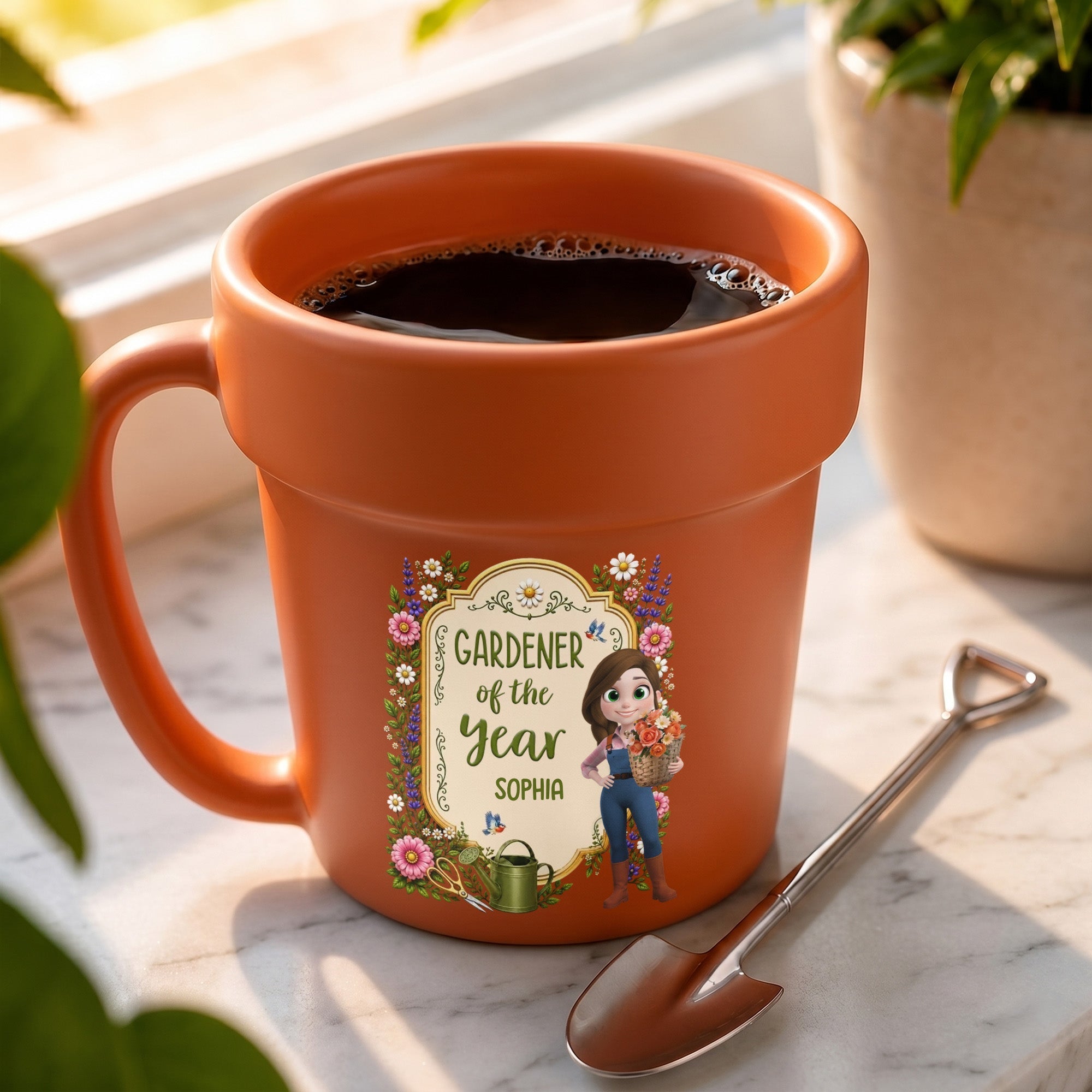 Personalized Flower Pot Mug Custom Gift for Gardeners