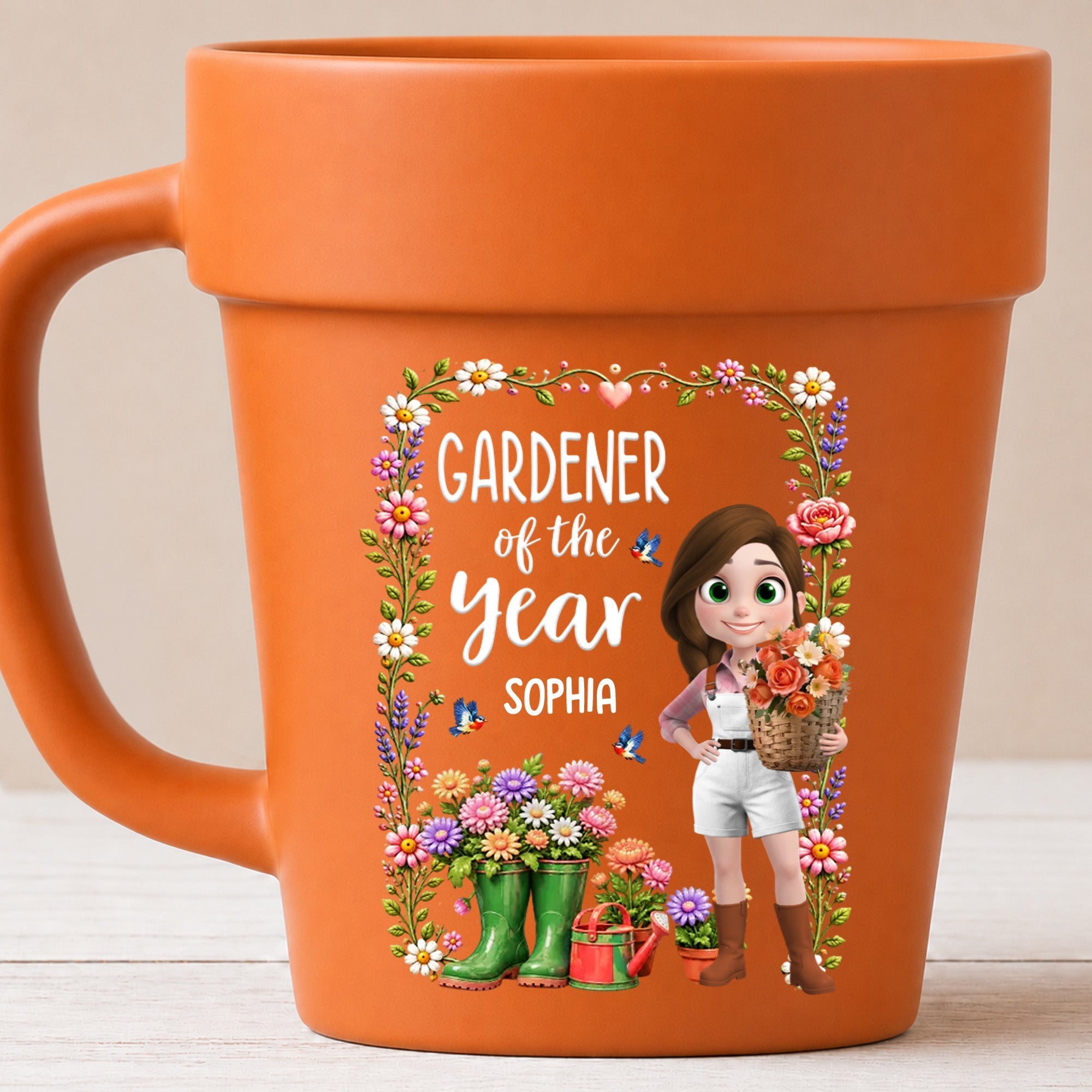 Personalized Plant Pot Ceramic Mug Custom Art Gift for Gardeners