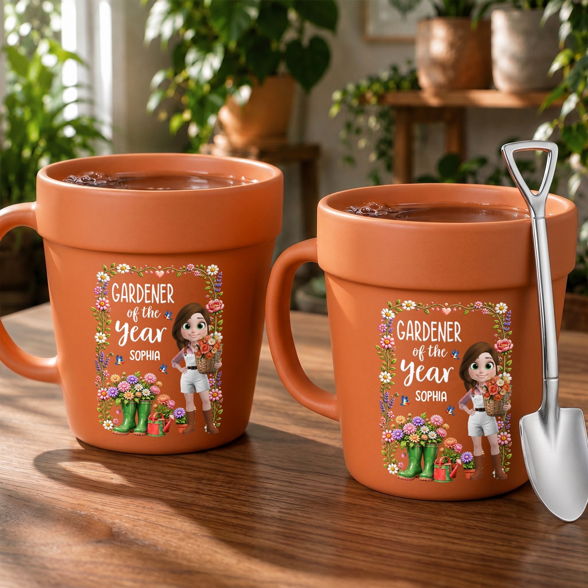 Personalized Plant Pot Ceramic Mug Custom Art Gift for Gardeners