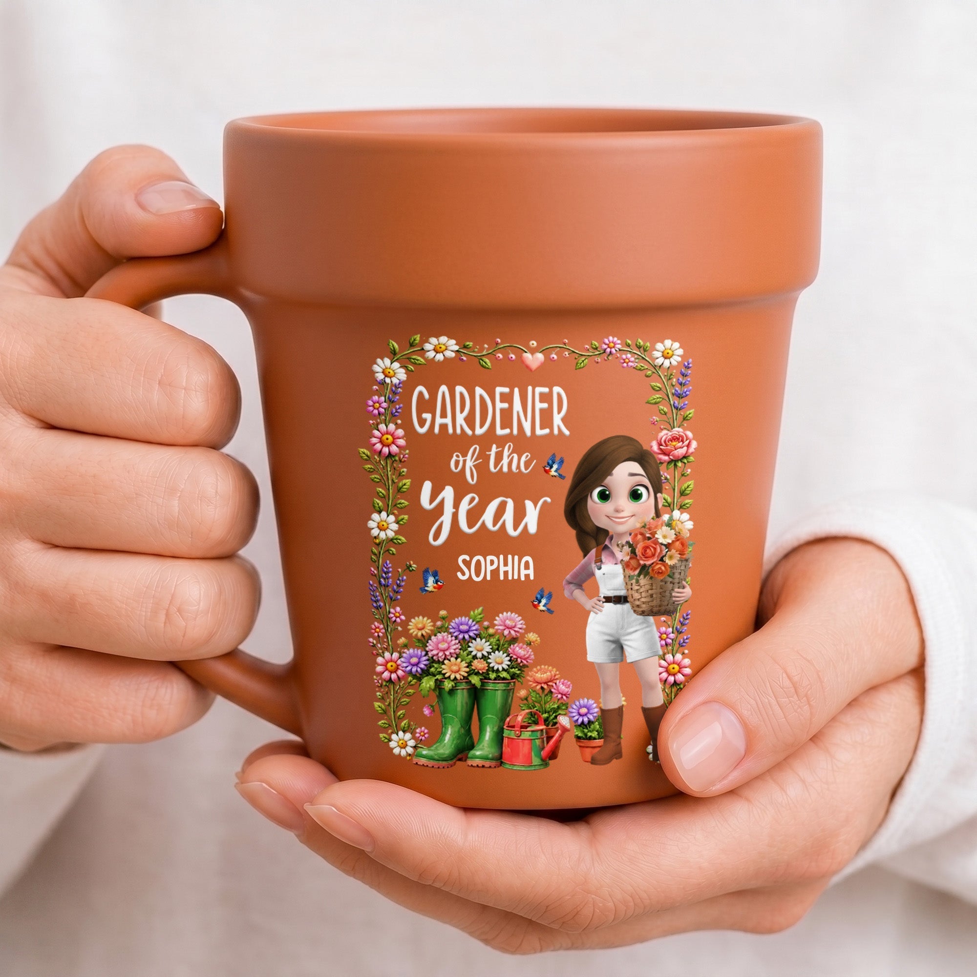 Personalized Plant Pot Ceramic Mug Custom Art Gift for Gardeners