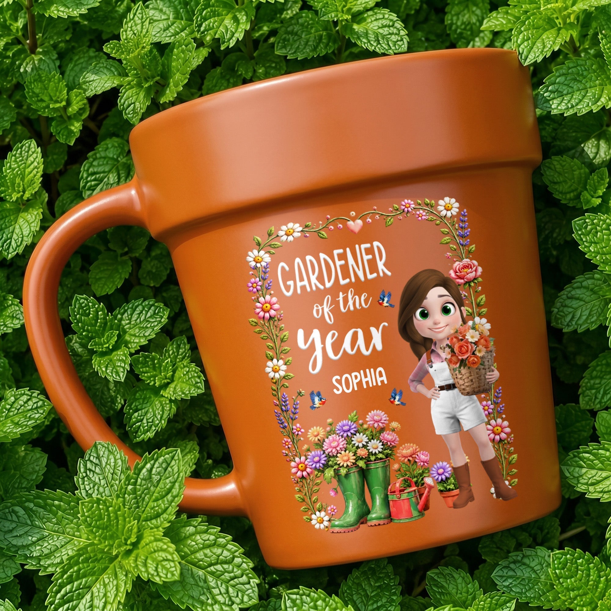 Personalized Plant Pot Ceramic Mug Custom Art Gift for Gardeners