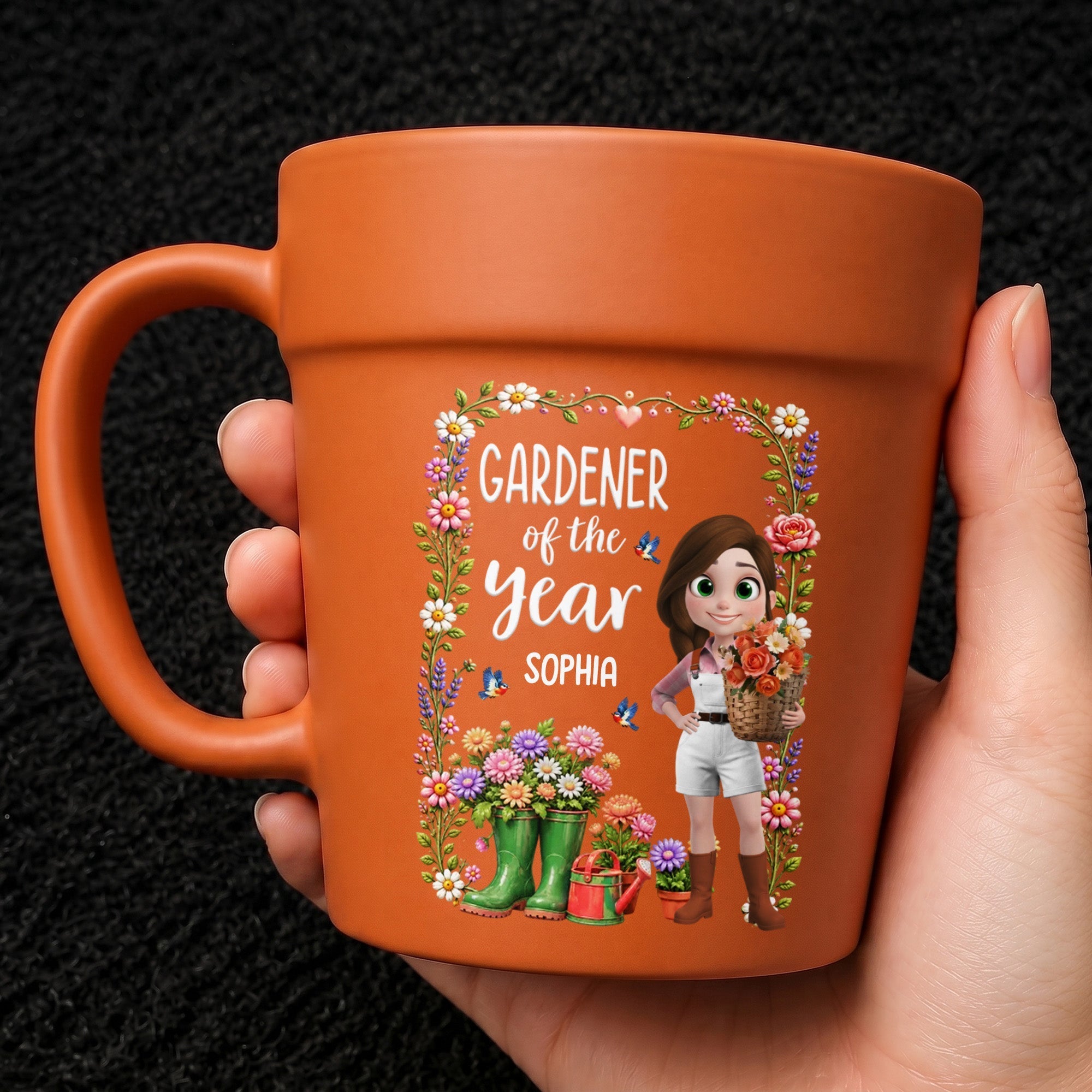 Personalized Plant Pot Ceramic Mug Custom Art Gift for Gardeners