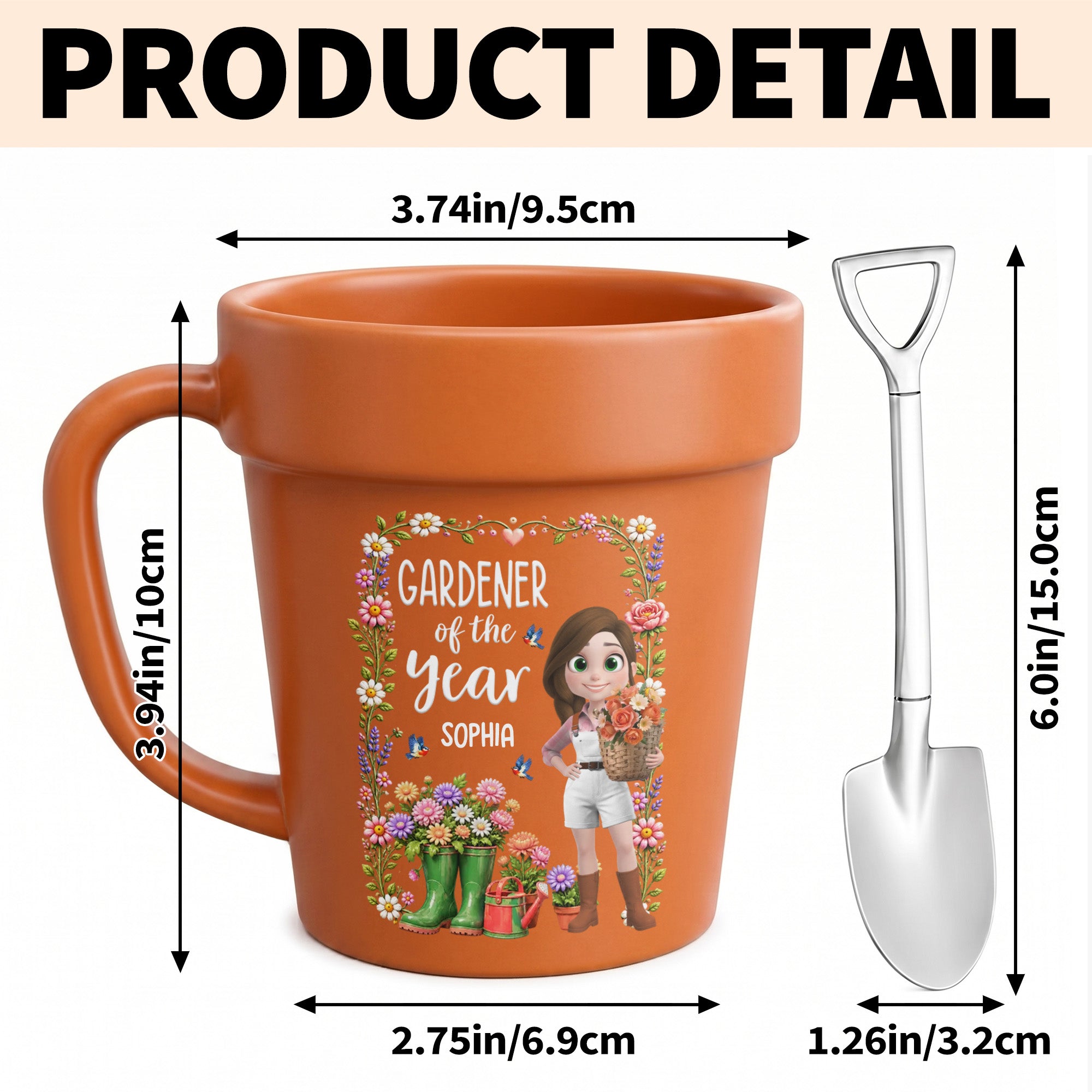 Personalized Plant Pot Ceramic Mug Custom Art Gift for Gardeners