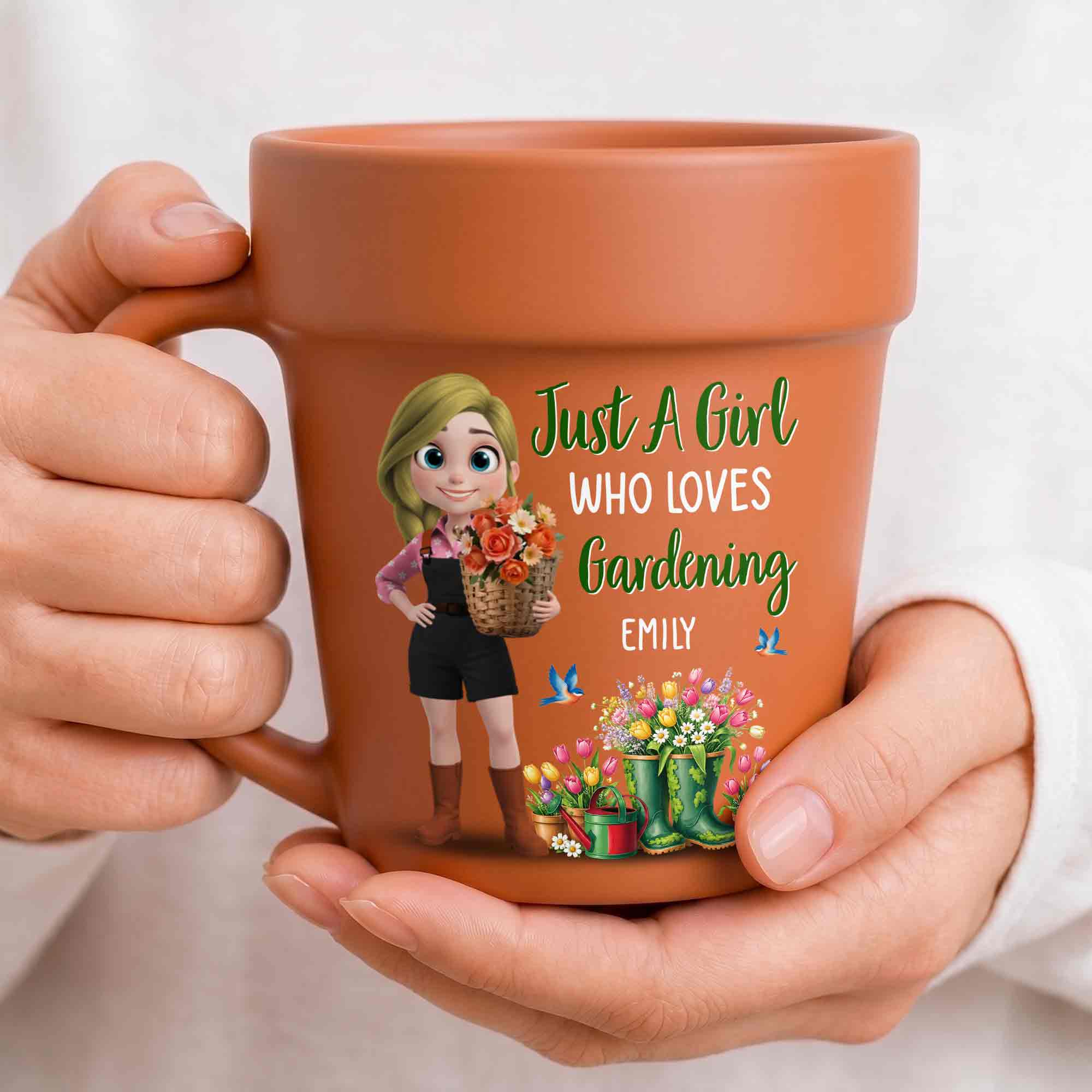 Personalized Plant Pot Ceramic Mug Custom Name Gardening Gift