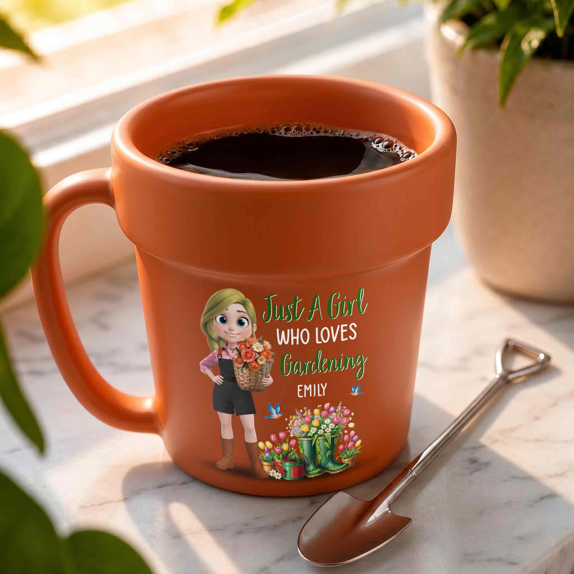 Personalized Plant Pot Ceramic Mug Custom Name Gardening Gift
