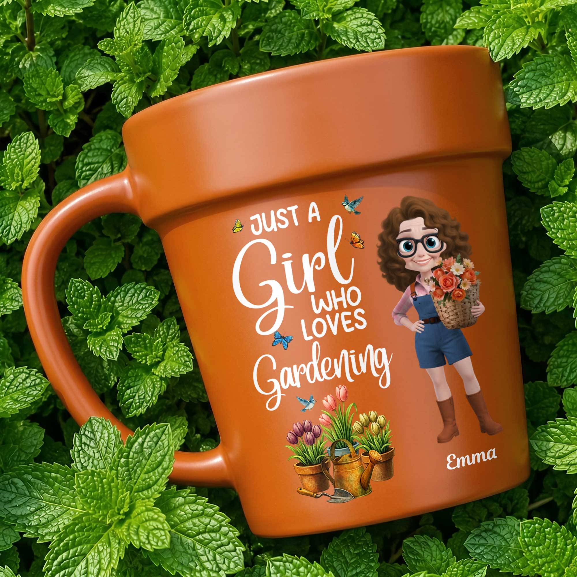 Personalized Plant Pot Ceramic Mug Custom Gift for Gardener