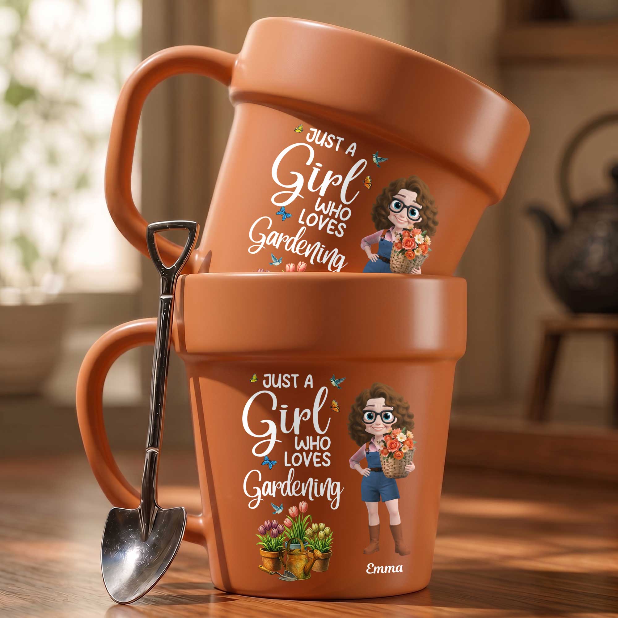 Personalized Plant Pot Ceramic Mug Custom Gift for Gardener