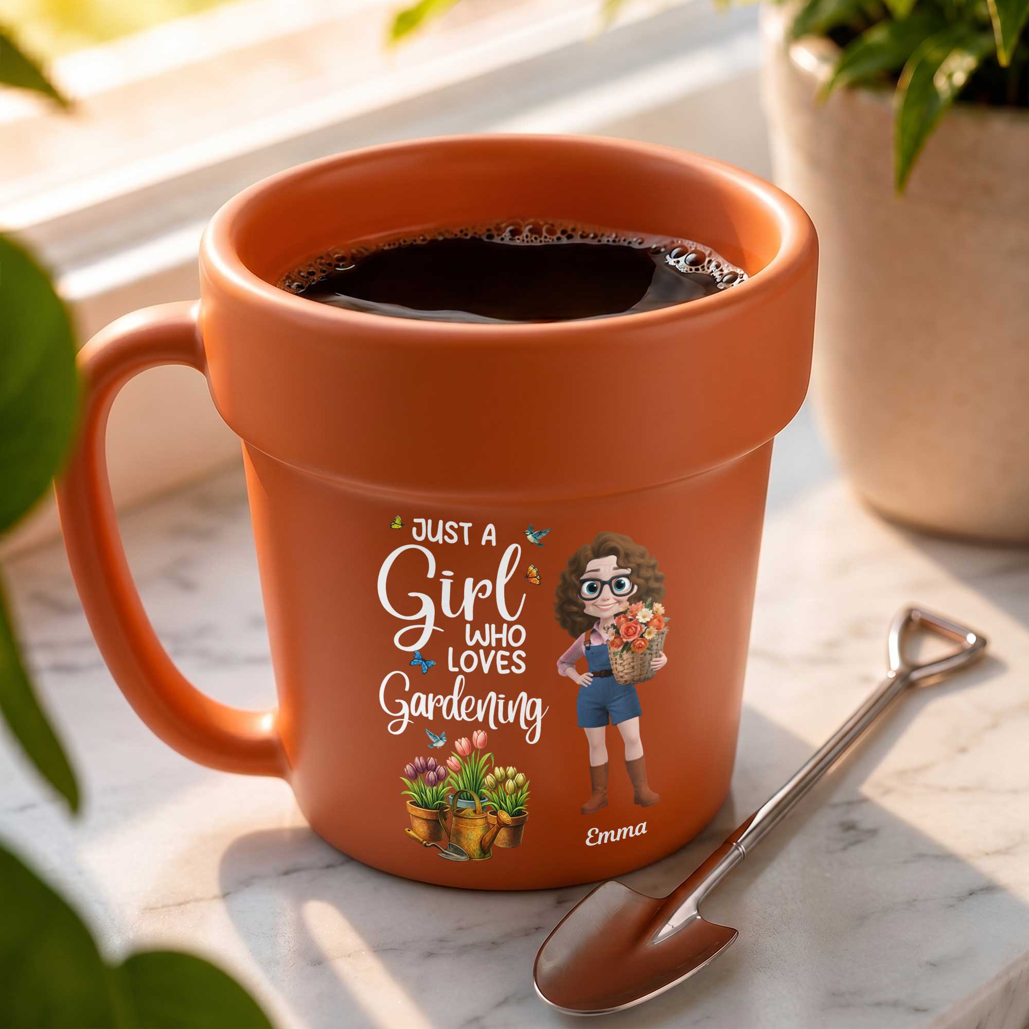 Personalized Plant Pot Ceramic Mug Custom Gift for Gardener