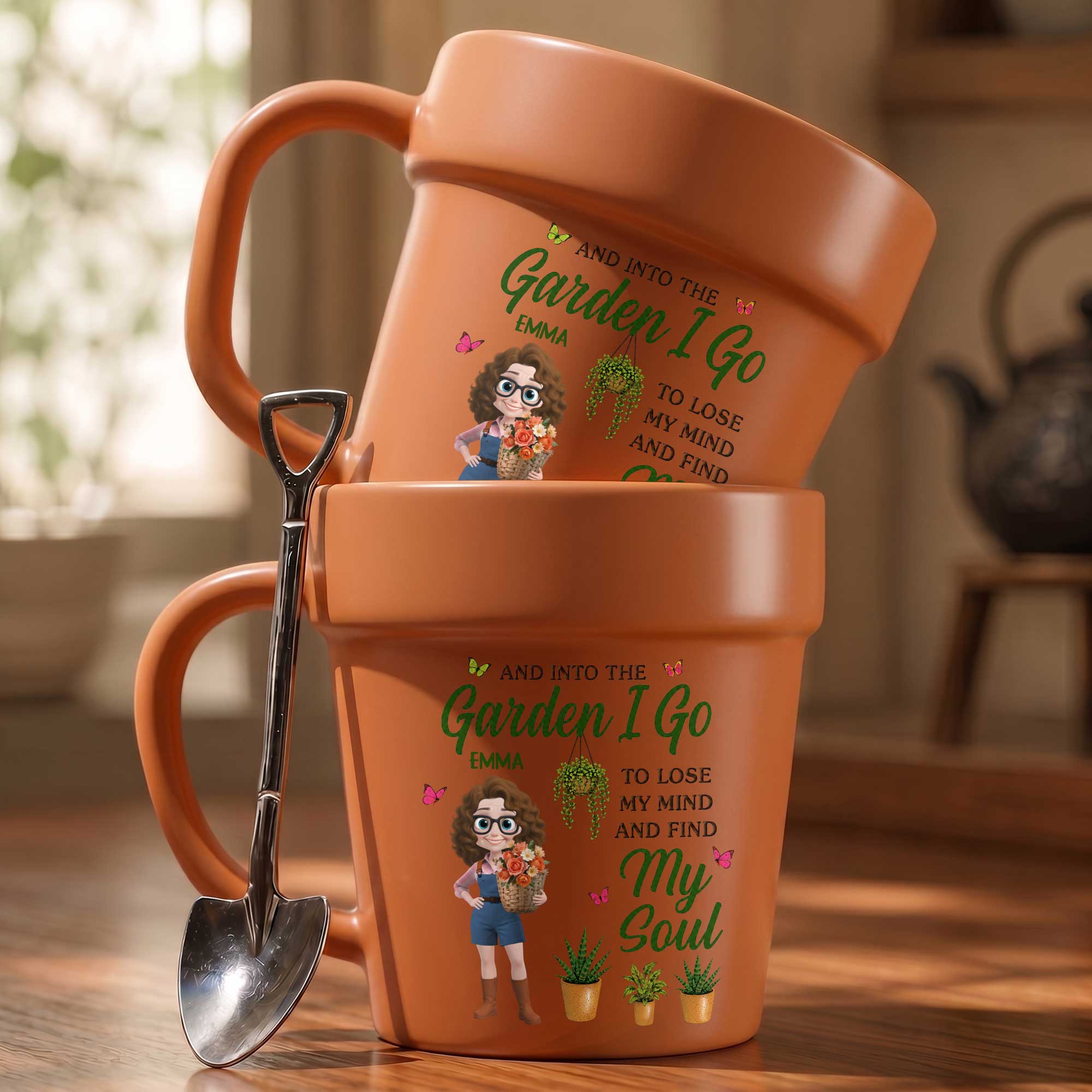 Personalized Ceramic Plant Pot Mug Custom Gift for Gardeners