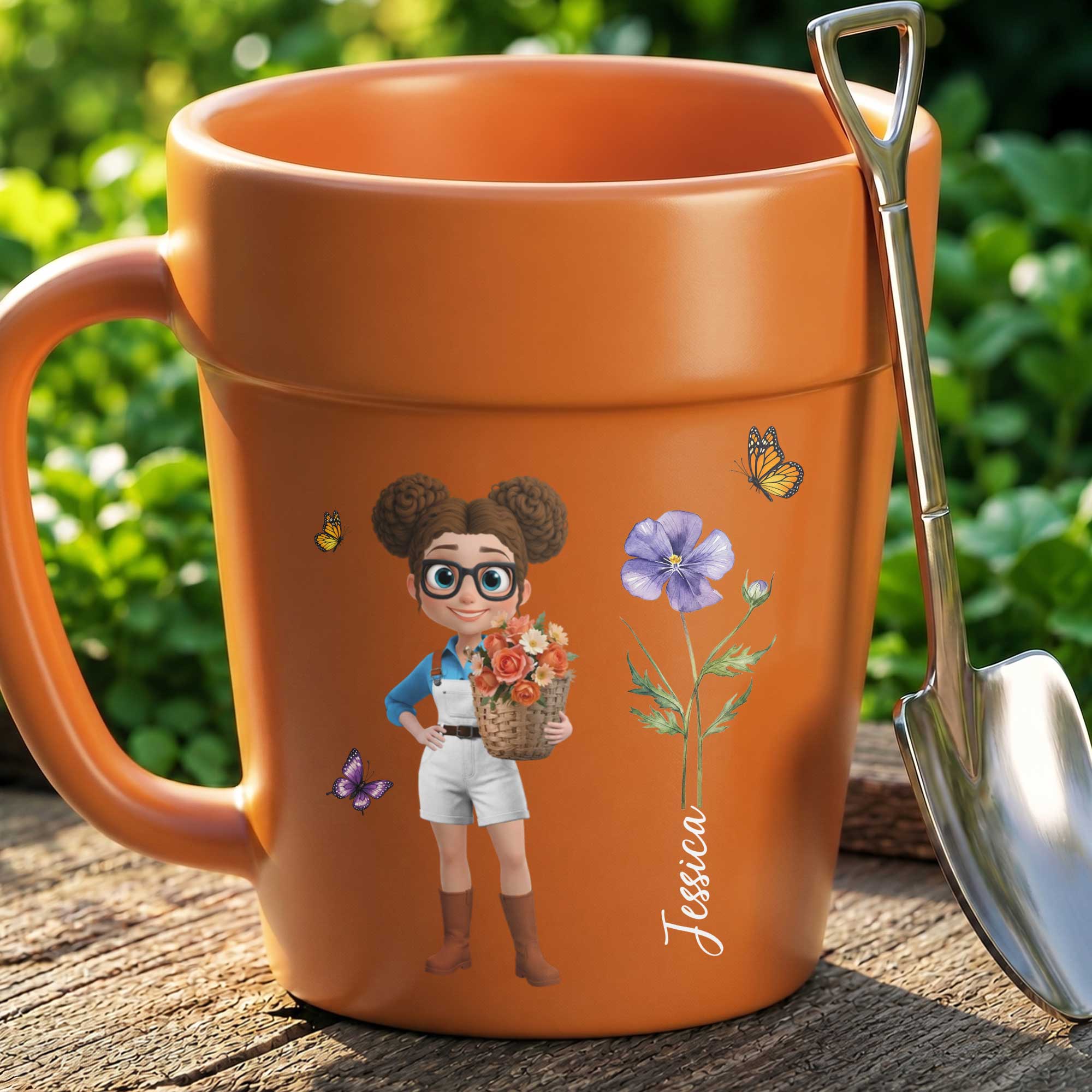 Personalized Ceramic Flower Pot Mug Custom Name Gift for Gardeners