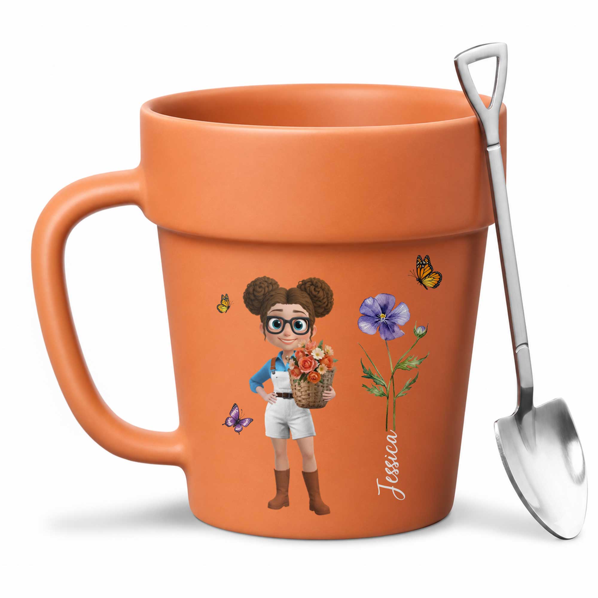 Personalized Ceramic Flower Pot Mug Custom Name Gift for Gardeners